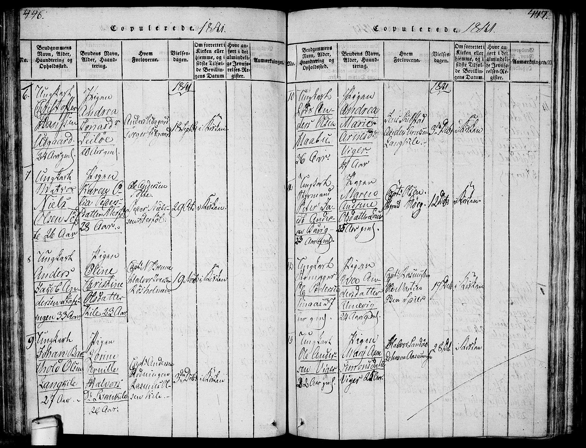 Hvaler prestekontor Kirkebøker, SAO/A-2001/F/Fa/L0005: Parish register (official) no. I 5, 1816-1845, p. 446-447