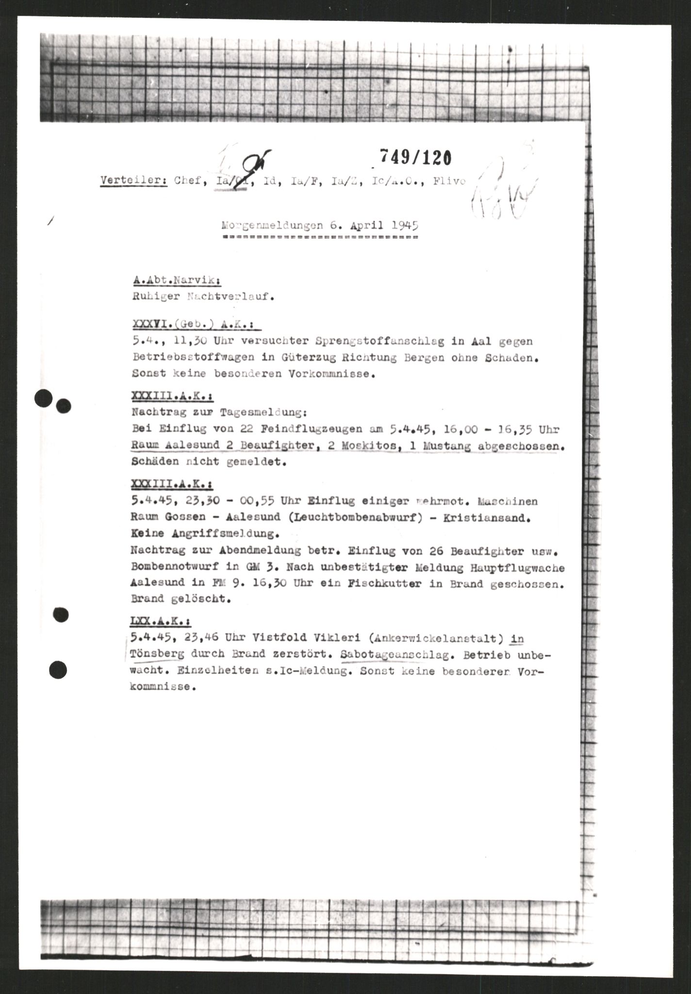 Forsvarets Overkommando. 2 kontor. Arkiv 11.4. Spredte tyske arkivsaker, AV/RA-RAFA-7031/D/Dar/Dara/L0009: Krigsdagbøker for 20. Gebirgs-Armee-Oberkommando (AOK 20), 1940-1945, p. 100