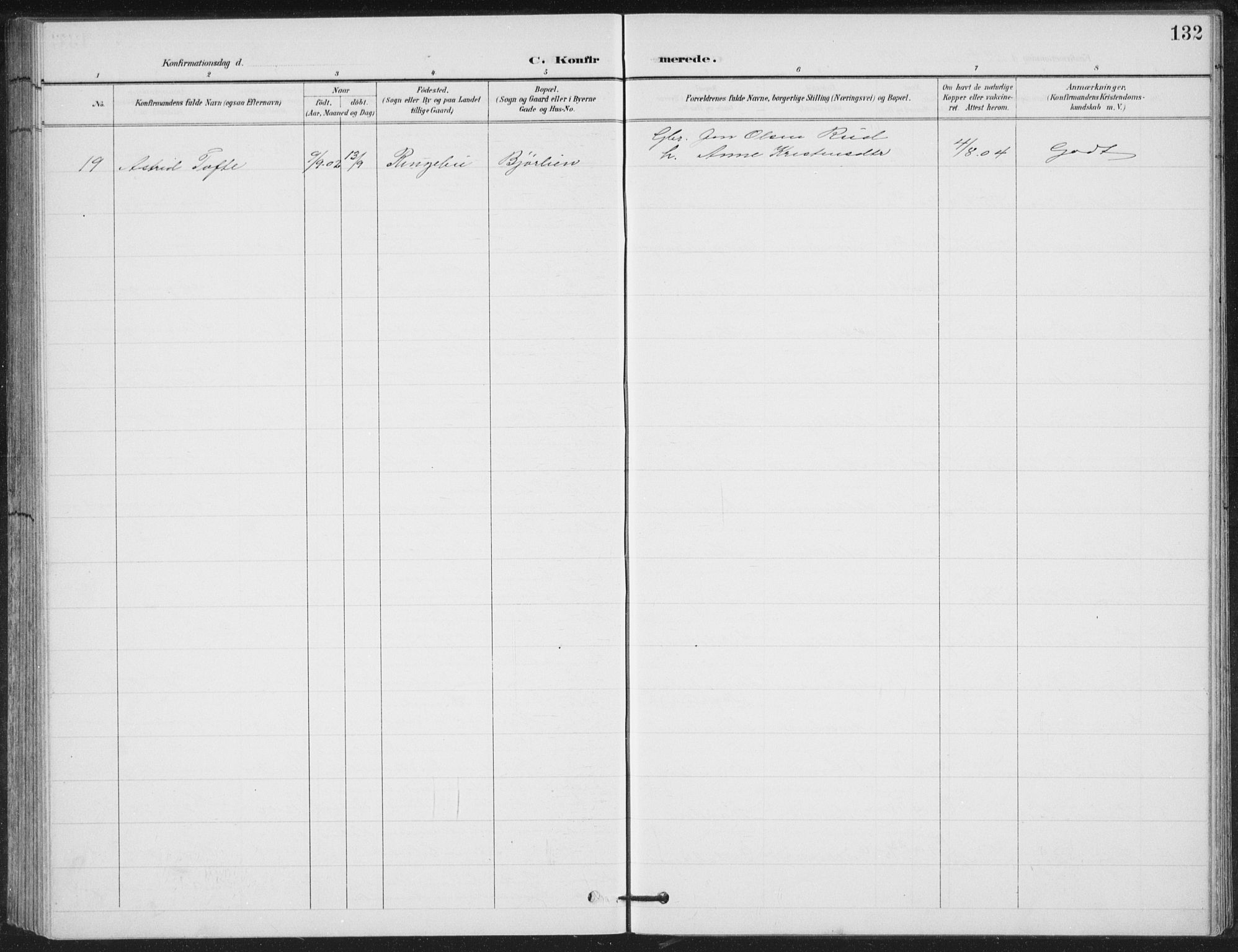 Vestre Gausdal prestekontor, AV/SAH-PREST-094/H/Ha/Hab/L0004: Parish register (copy) no. 4, 1898-1939, p. 132