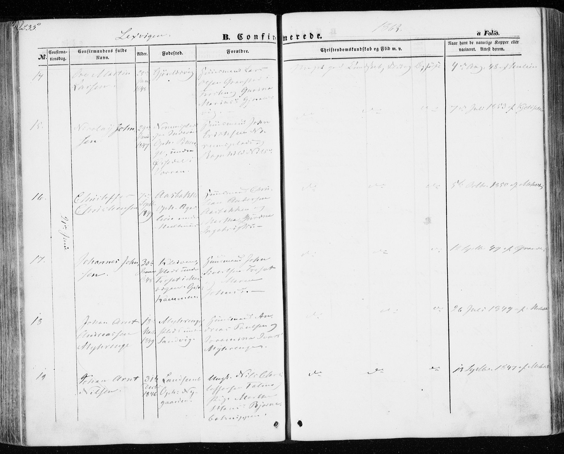 Ministerialprotokoller, klokkerbøker og fødselsregistre - Nord-Trøndelag, SAT/A-1458/701/L0008: Parish register (official) no. 701A08 /1, 1854-1863, p. 235