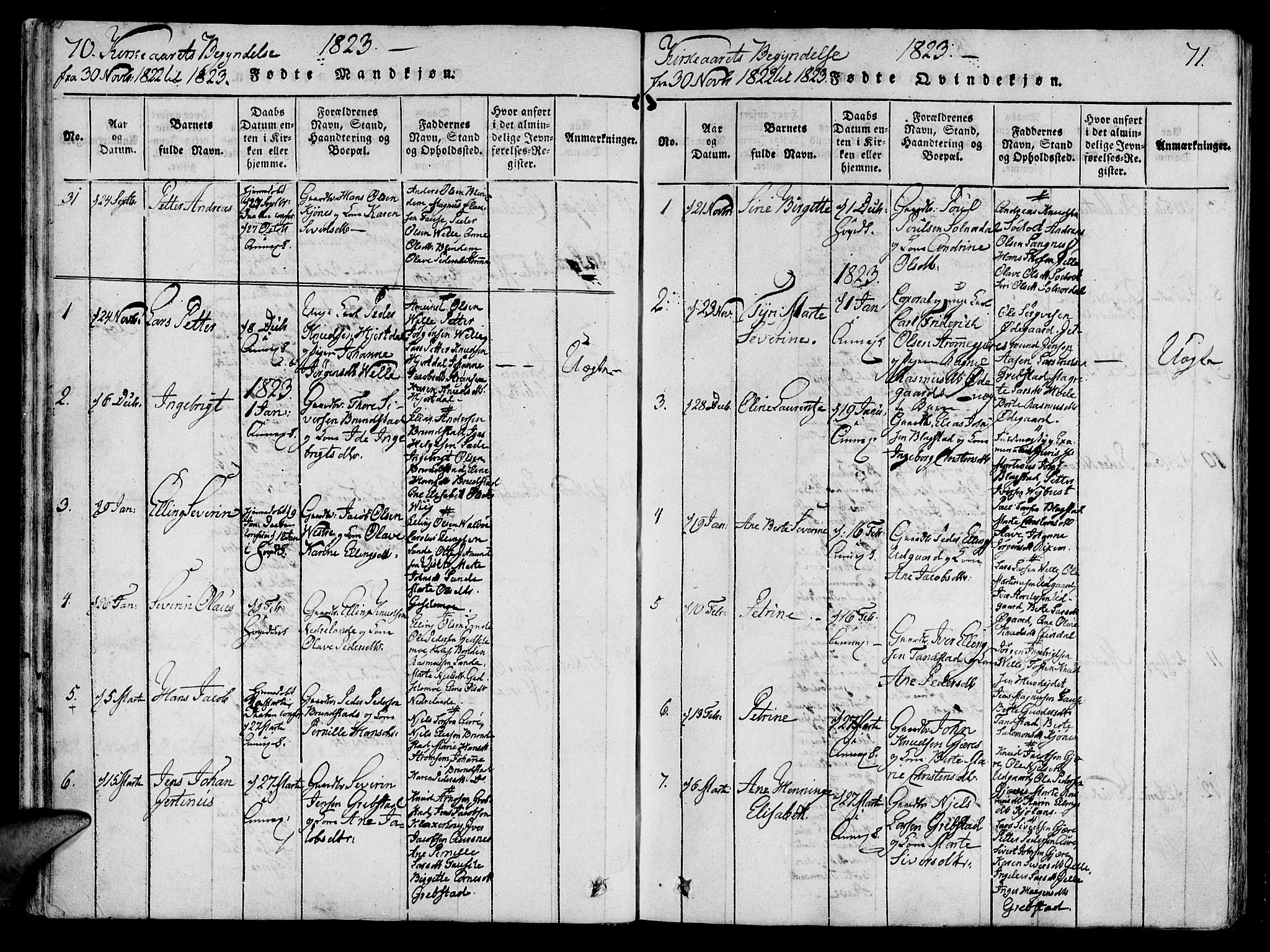 Ministerialprotokoller, klokkerbøker og fødselsregistre - Møre og Romsdal, SAT/A-1454/522/L0310: Parish register (official) no. 522A05, 1816-1832, p. 70-71