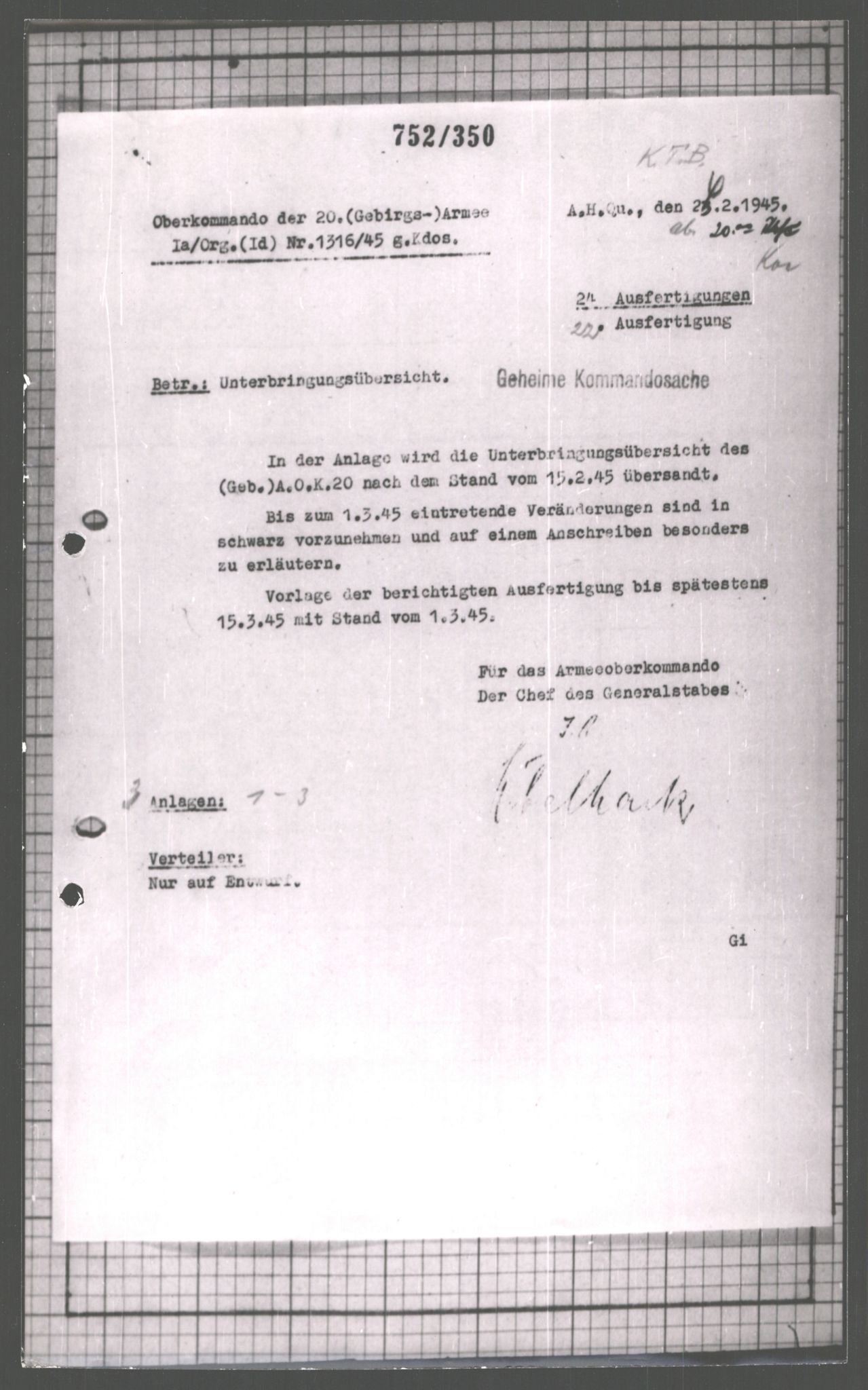 Forsvarets Overkommando. 2 kontor. Arkiv 11.4. Spredte tyske arkivsaker, AV/RA-RAFA-7031/D/Dar/Dara/L0003: Krigsdagbøker for 20. Gebirgs-Armee-Oberkommando (AOK 20), 1945, p. 254