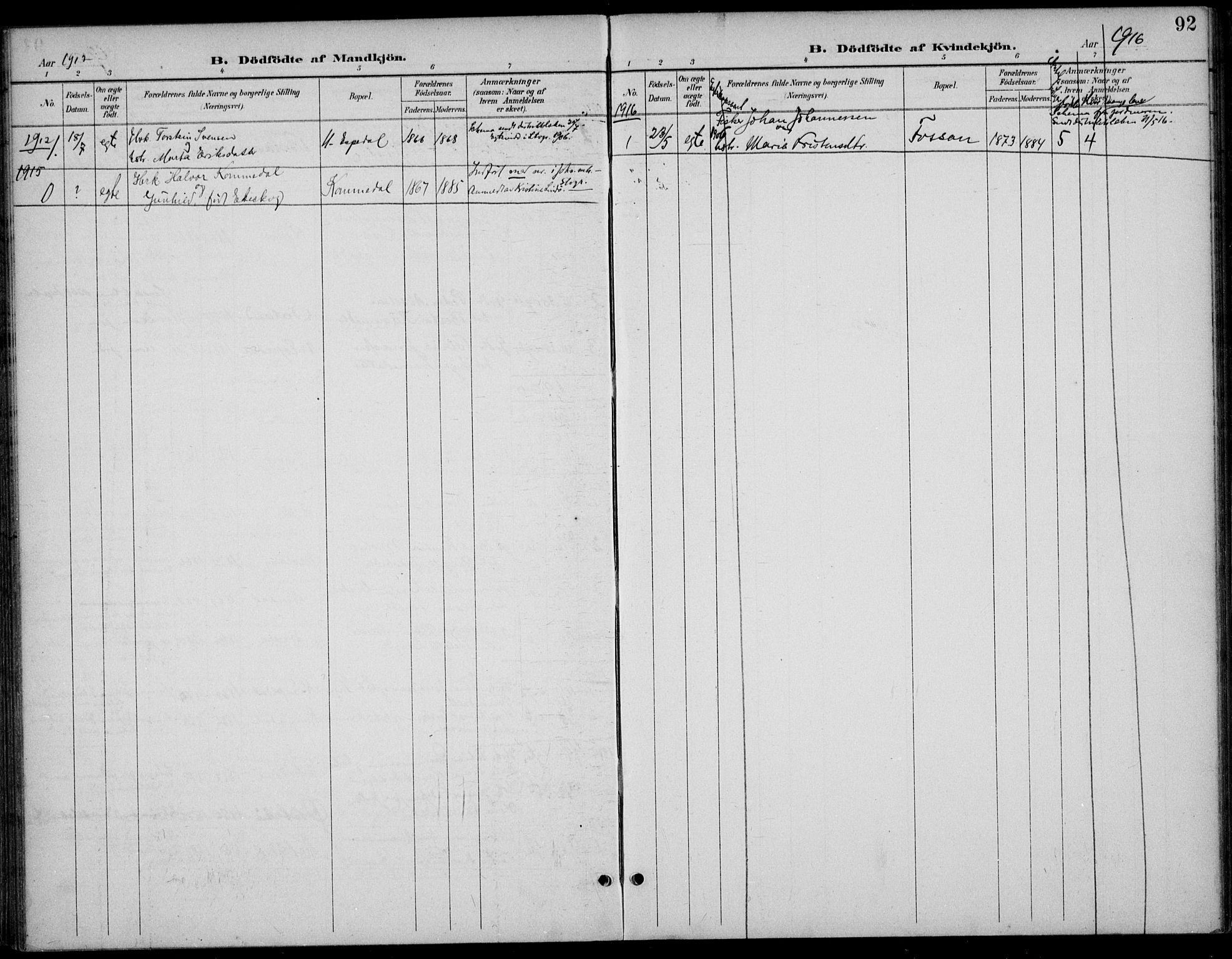 Høgsfjord sokneprestkontor, AV/SAST-A-101624/H/Ha/Haa/L0007: Parish register (official) no. A 7, 1898-1917, p. 92