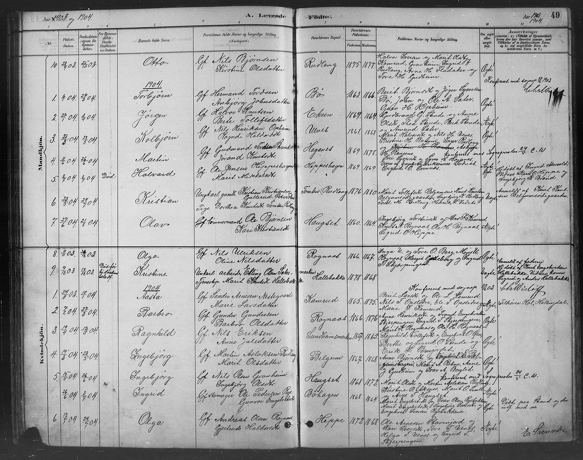 Nord-Aurdal prestekontor, SAH/PREST-132/H/Ha/Hab/L0008: Parish register (copy) no. 8, 1883-1916, p. 49