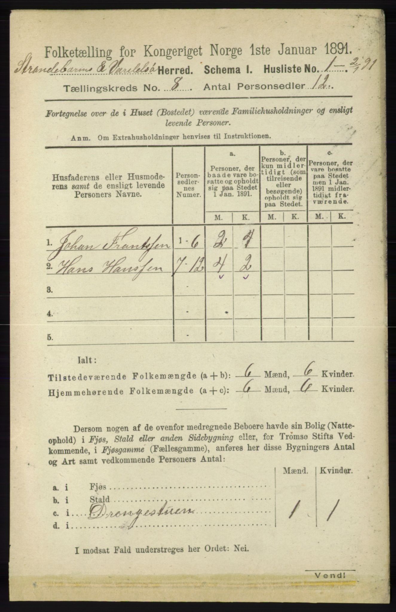 RA, 1891 census for 1226 Strandebarm og Varaldsøy, 1891, p. 2934