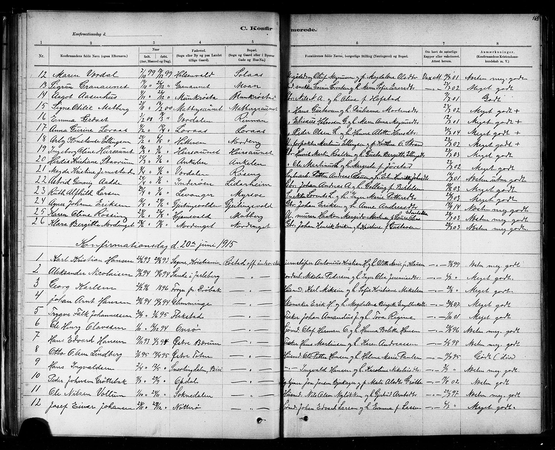 Ministerialprotokoller, klokkerbøker og fødselsregistre - Nord-Trøndelag, AV/SAT-A-1458/721/L0208: Parish register (copy) no. 721C01, 1880-1917, p. 164