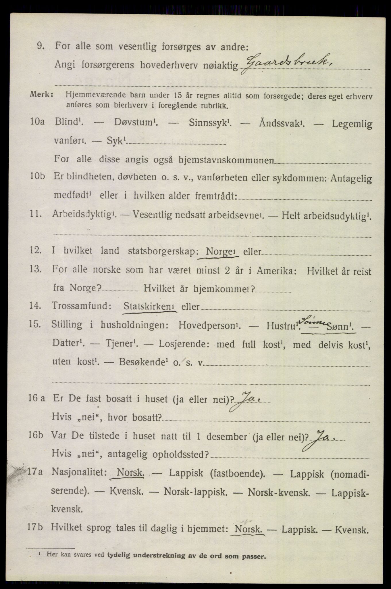 SAT, 1920 census for Saltdal, 1920, p. 2302