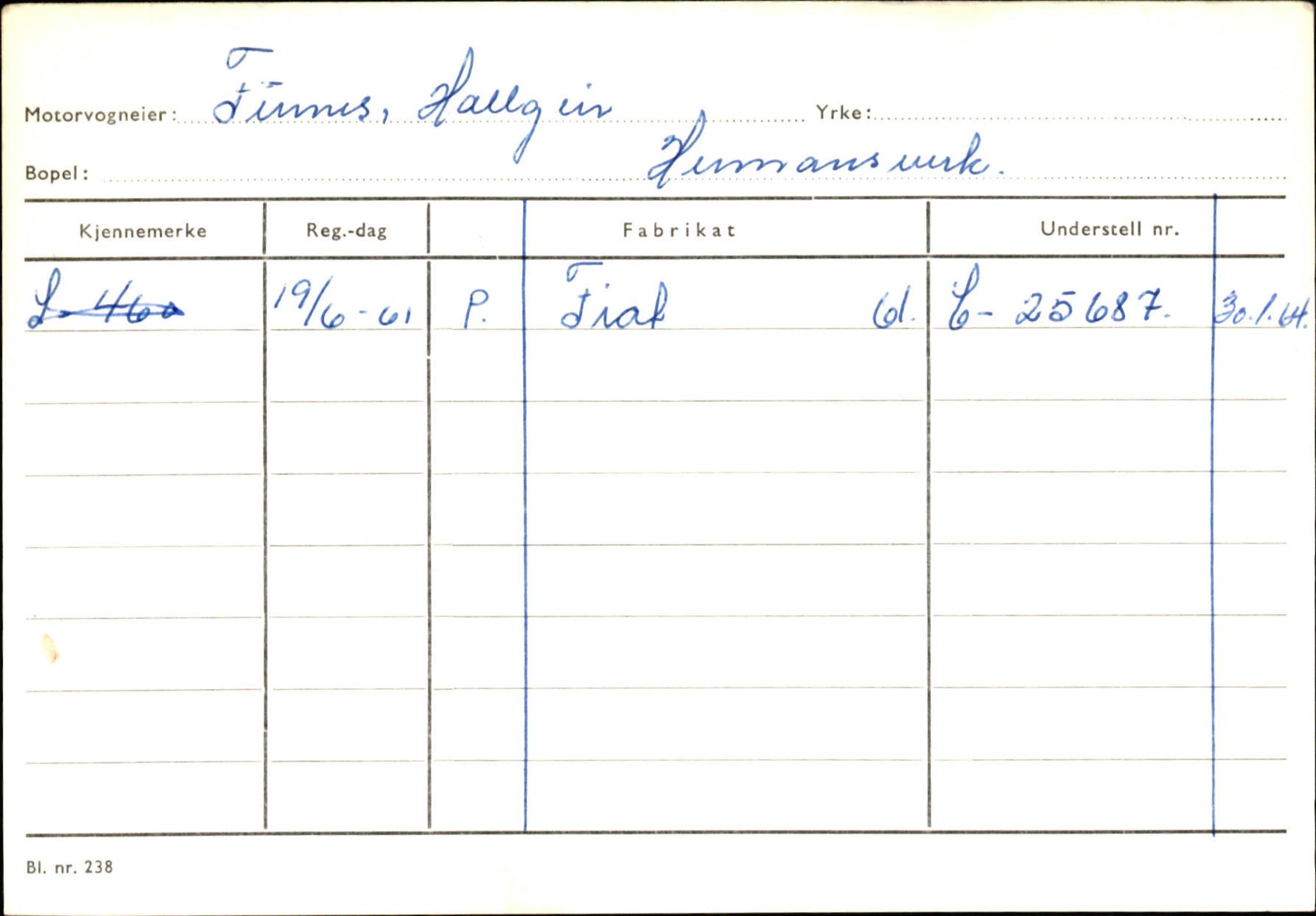 Statens vegvesen, Sogn og Fjordane vegkontor, SAB/A-5301/4/F/L0126: Eigarregister Fjaler M-Å. Leikanger A-Å, 1945-1975, p. 1189