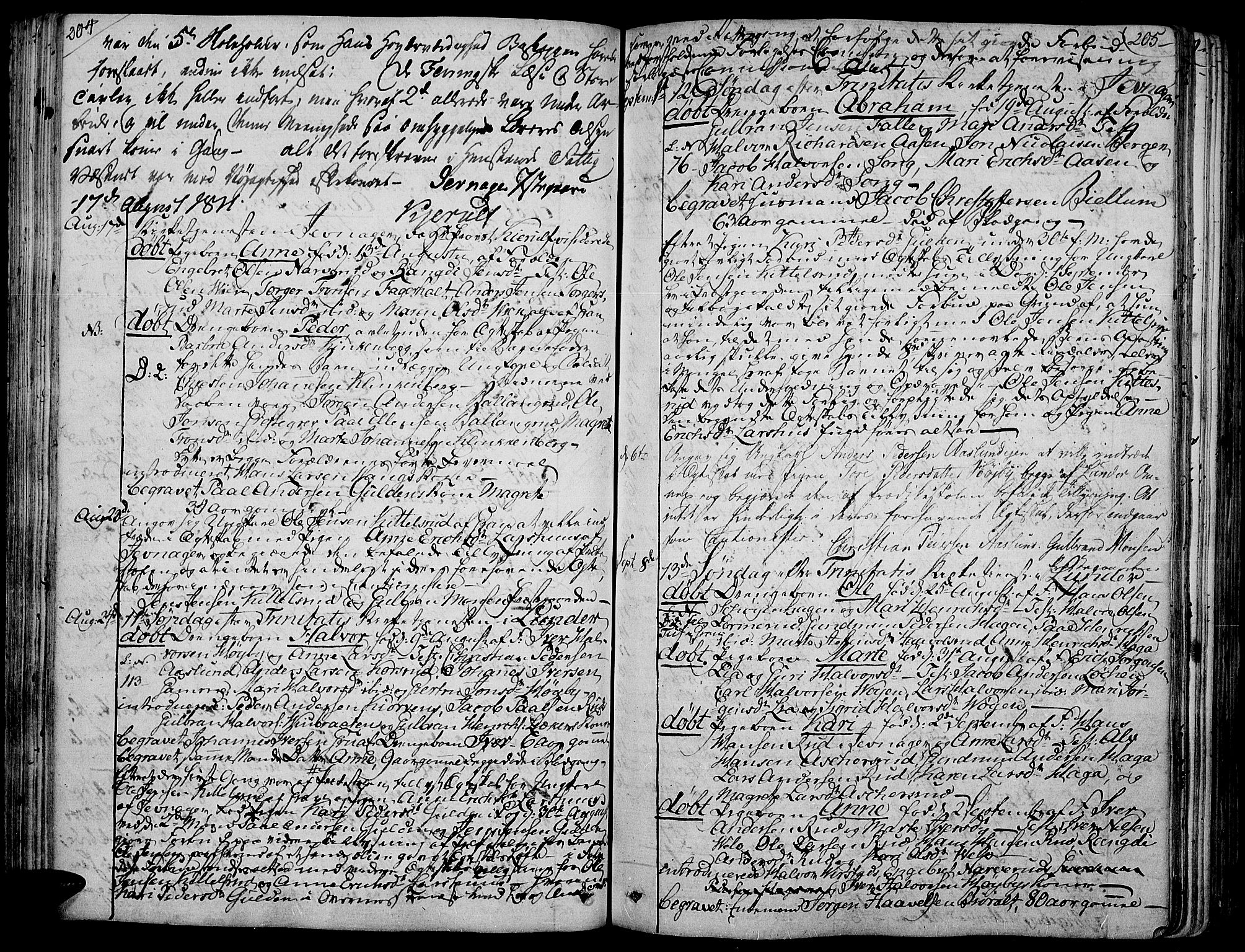 Jevnaker prestekontor, AV/SAH-PREST-116/H/Ha/Haa/L0004: Parish register (official) no. 4, 1800-1861, p. 204-205