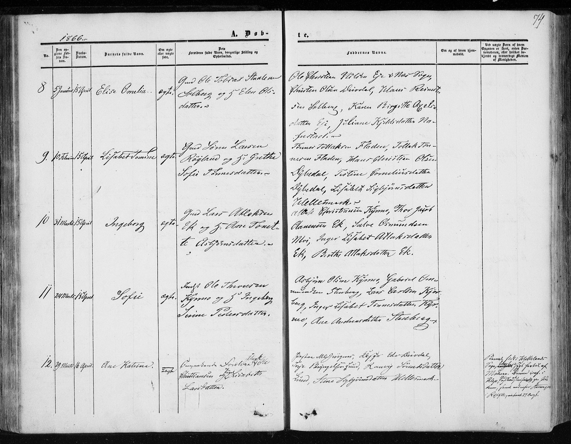 Lund sokneprestkontor, AV/SAST-A-101809/S06/L0009: Parish register (official) no. A 8, 1853-1877, p. 74