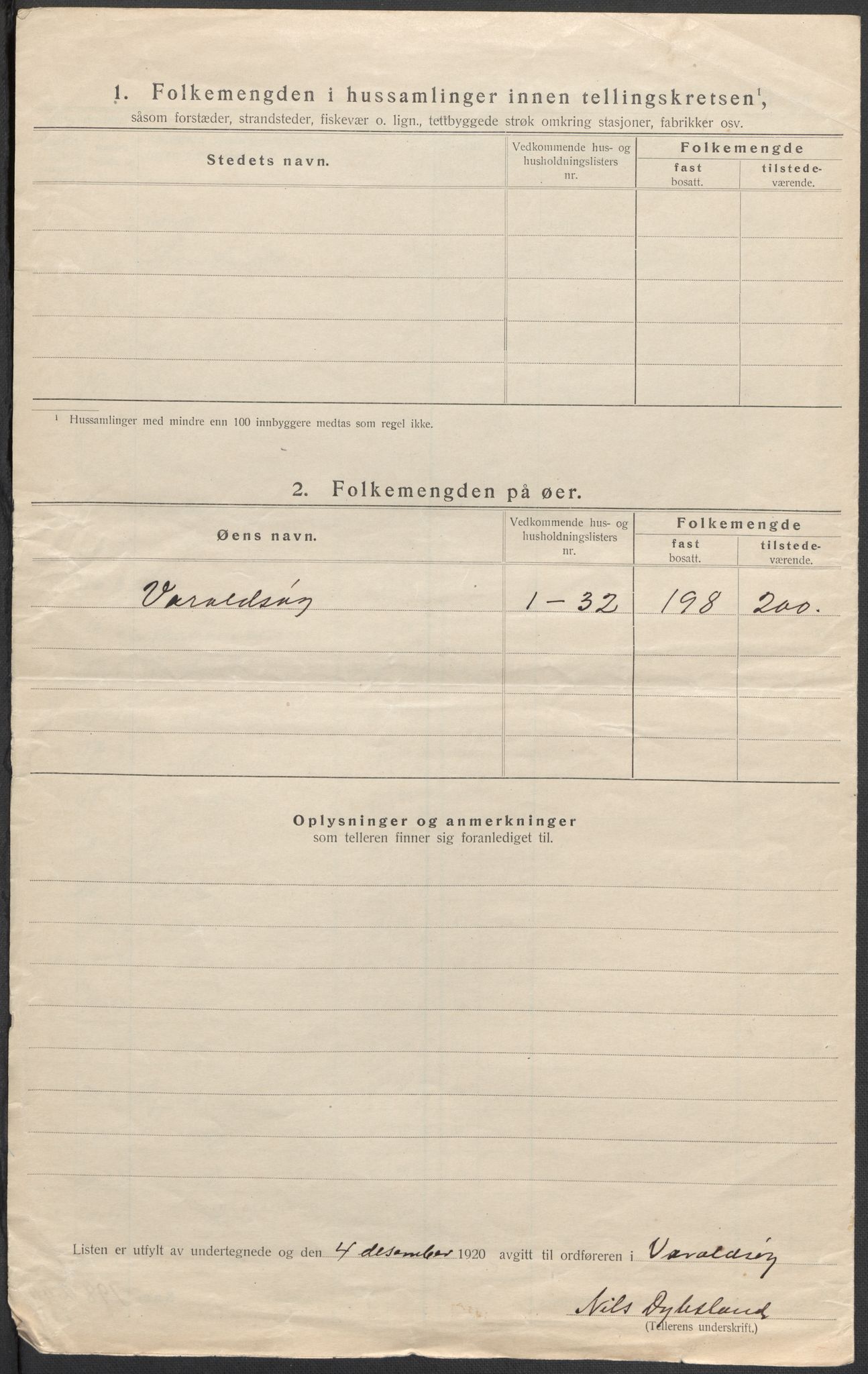 SAB, 1920 census for Varaldsøy, 1920, p. 16