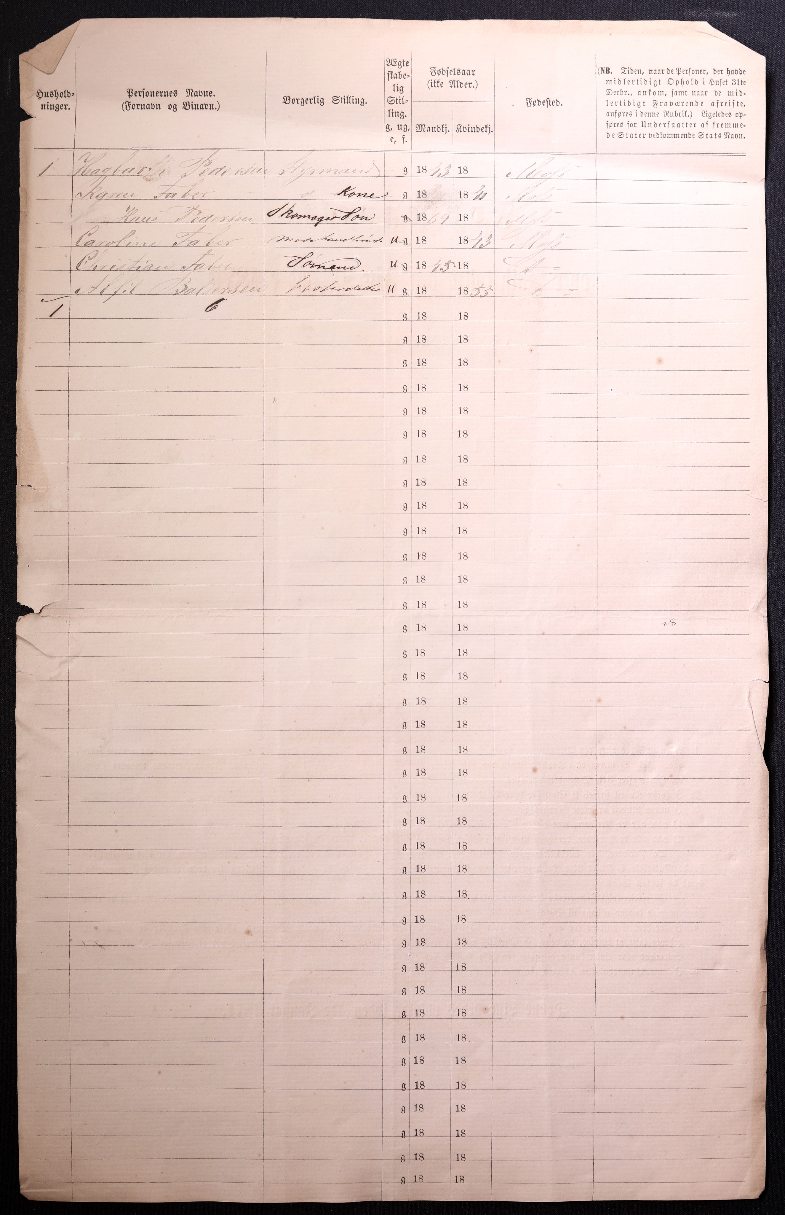 RA, 1870 census for 0104 Moss, 1870, p. 8