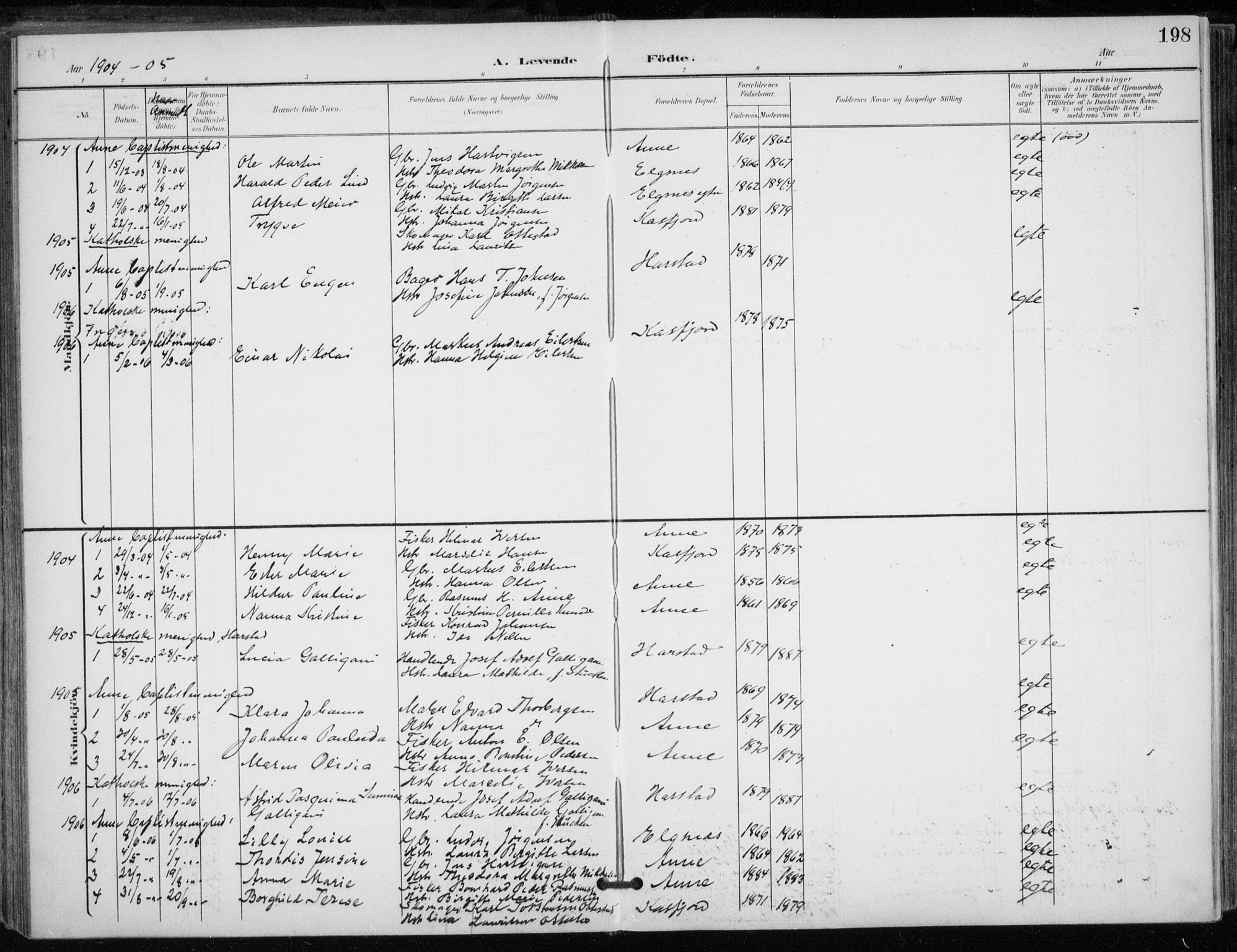 Trondenes sokneprestkontor, AV/SATØ-S-1319/H/Ha/L0017kirke: Parish register (official) no. 17, 1899-1908, p. 198