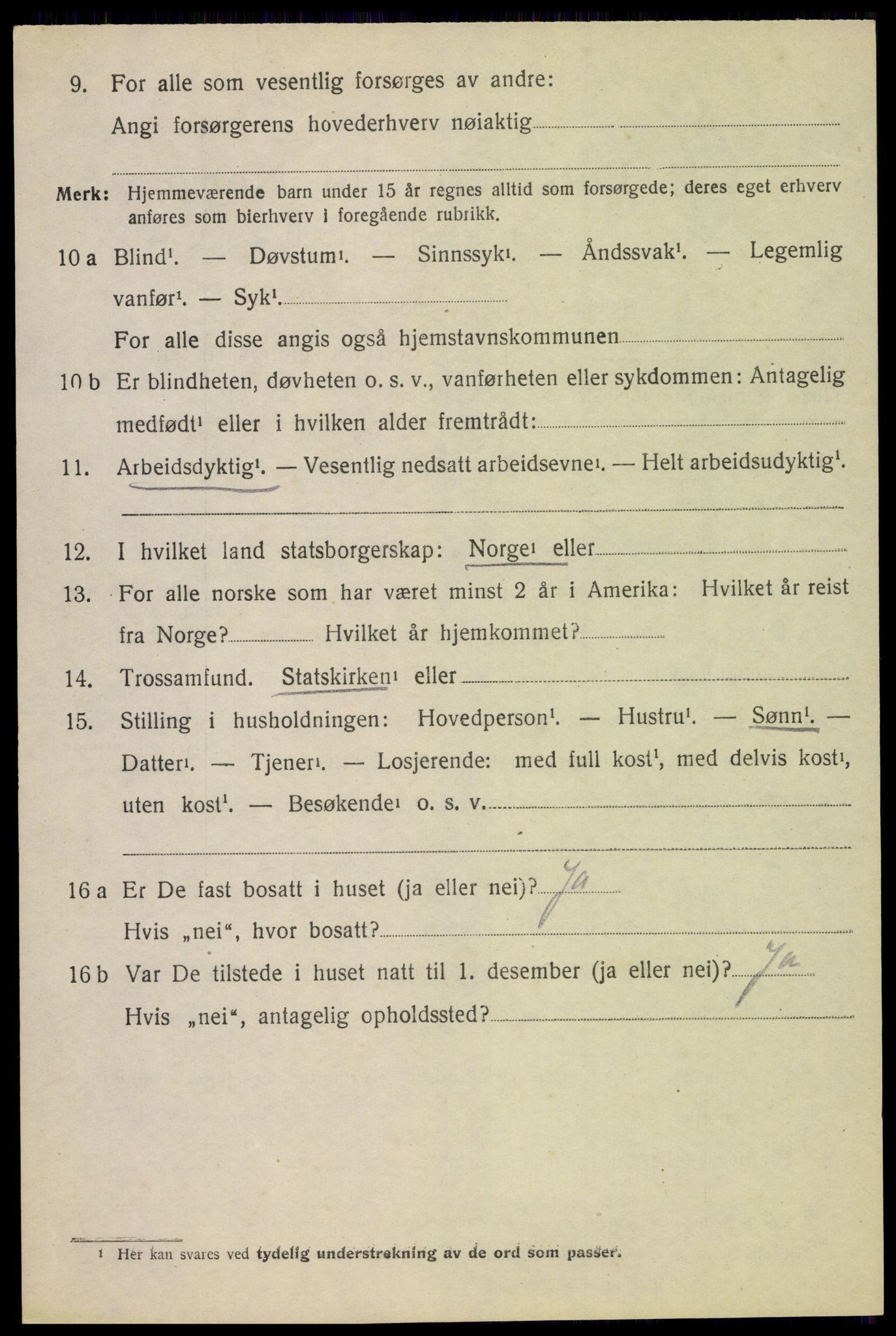 SAH, 1920 census for Stange, 1920, p. 14620