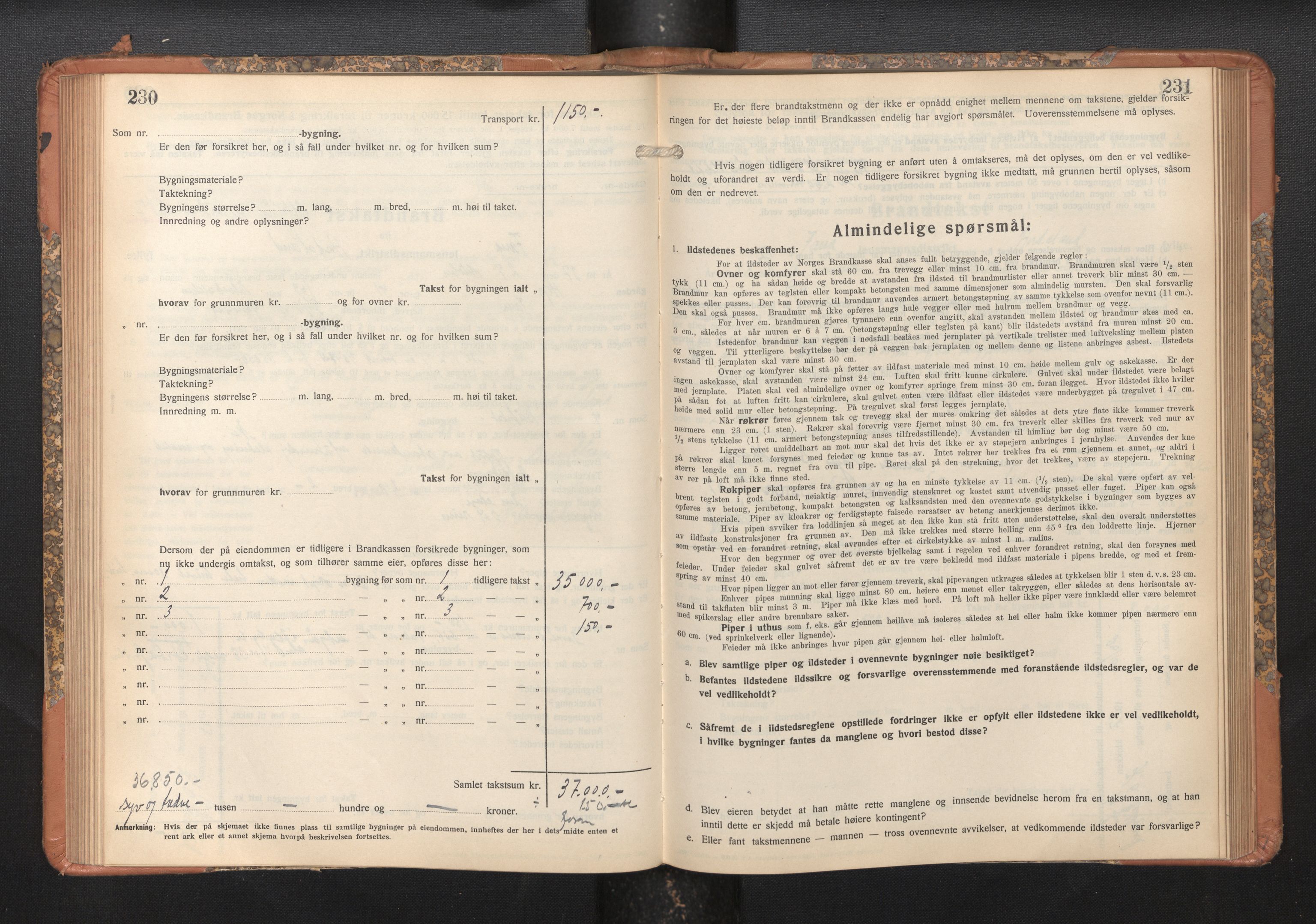 Lensmannen i Fana, AV/SAB-A-31801/0012/L0024: Branntakstprotokoll skjematakst, 1935-1948, p. 230-231