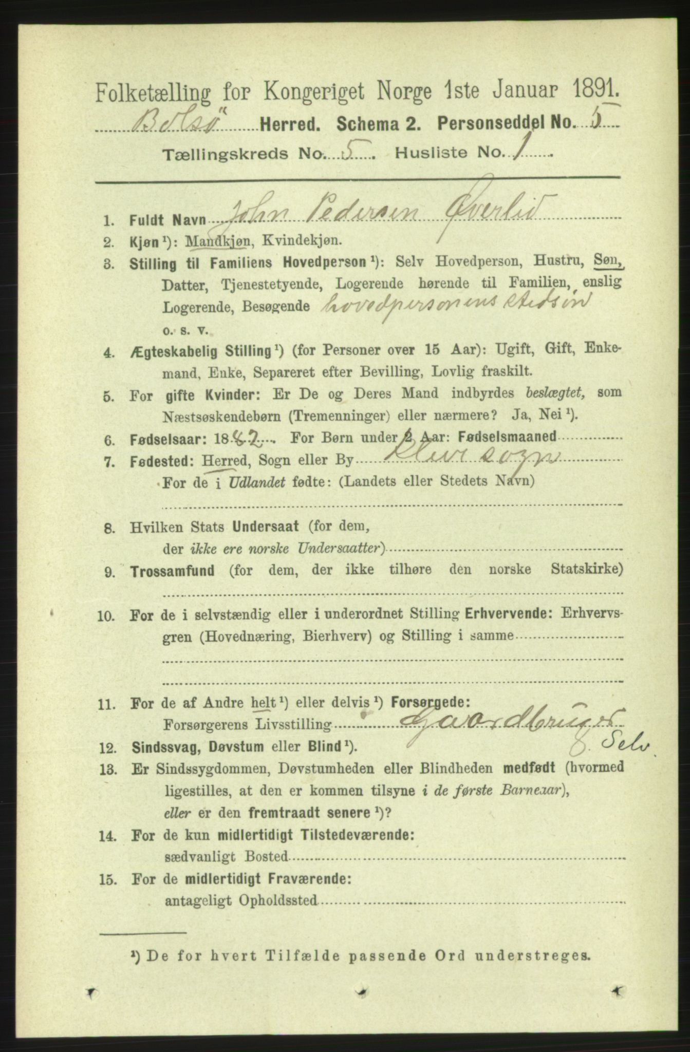 RA, 1891 census for 1544 Bolsøy, 1891, p. 3134