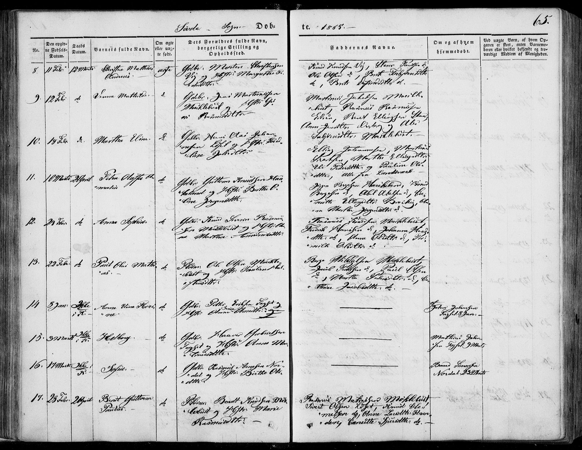 Ministerialprotokoller, klokkerbøker og fødselsregistre - Møre og Romsdal, AV/SAT-A-1454/502/L0023: Parish register (official) no. 502A01, 1844-1873, p. 65