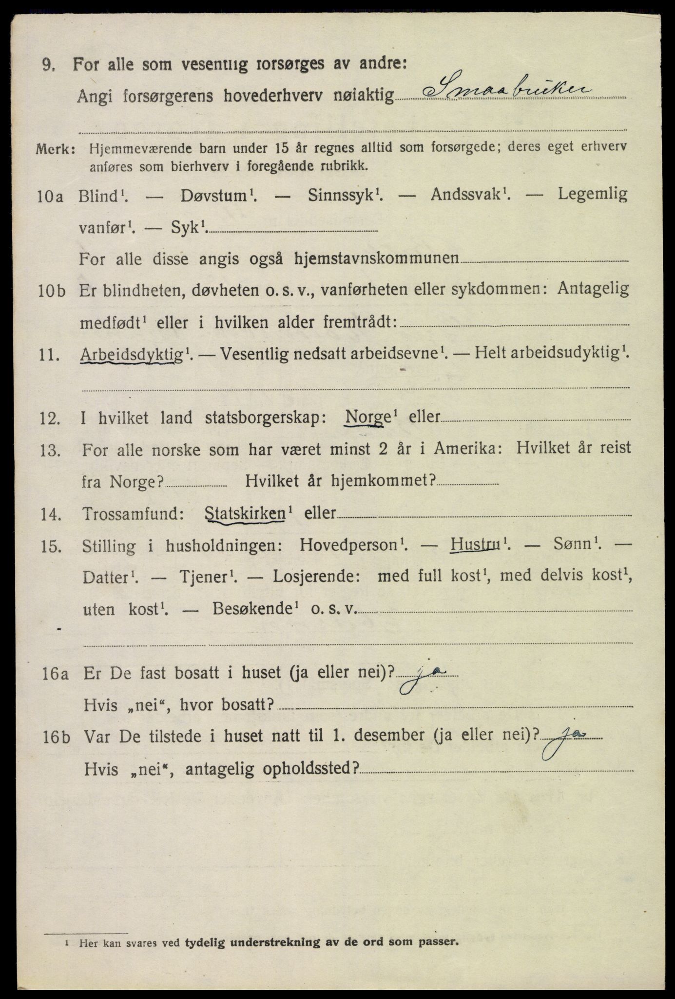 SAK, 1920 census for Bykle, 1920, p. 224