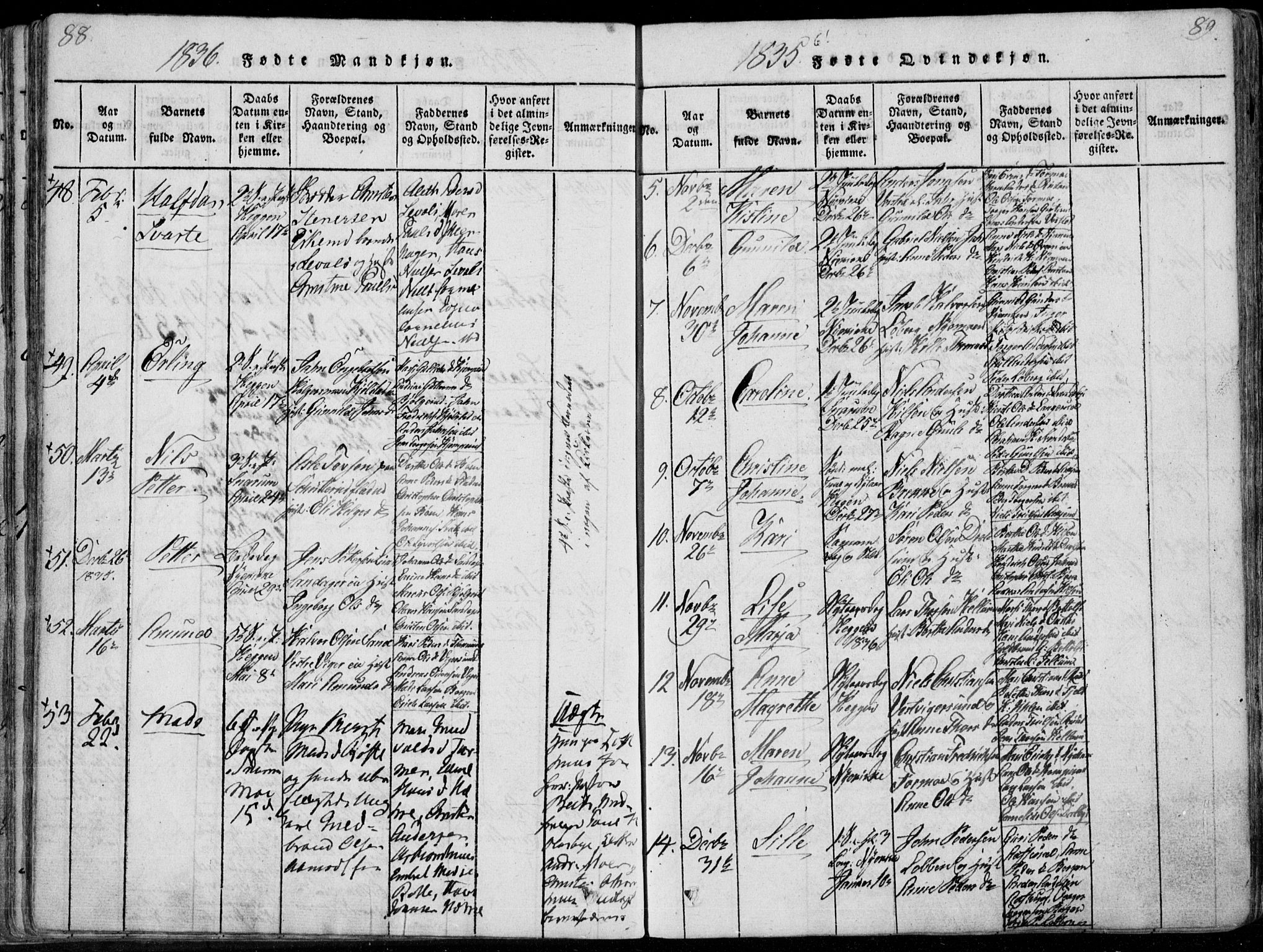 Modum kirkebøker, SAKO/A-234/F/Fa/L0006: Parish register (official) no. 6, 1832-1841, p. 88-89