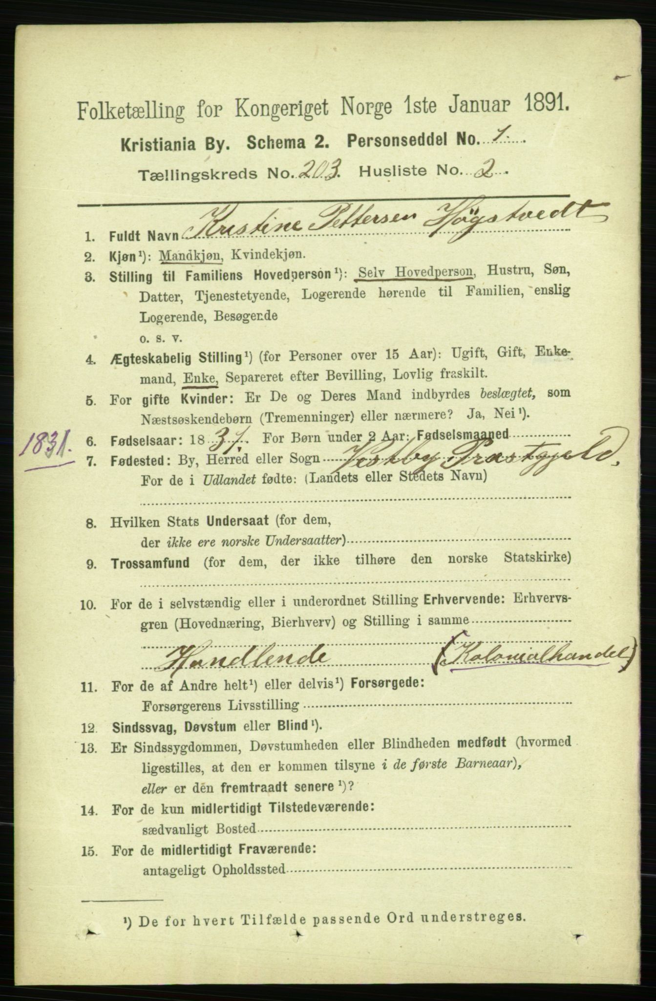 RA, 1891 census for 0301 Kristiania, 1891, p. 122111