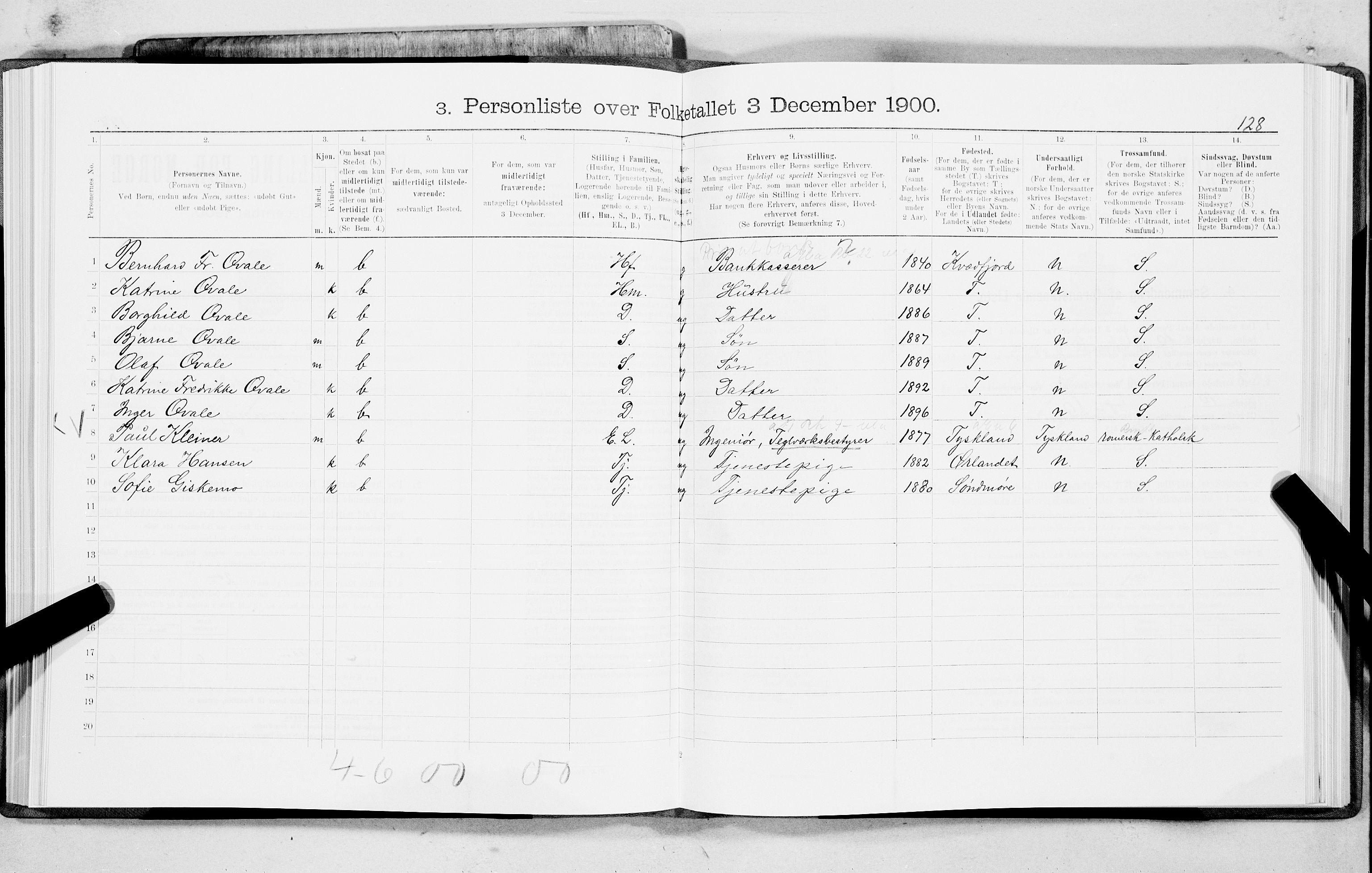 SAT, 1900 census for Trondheim, 1900, p. 16698