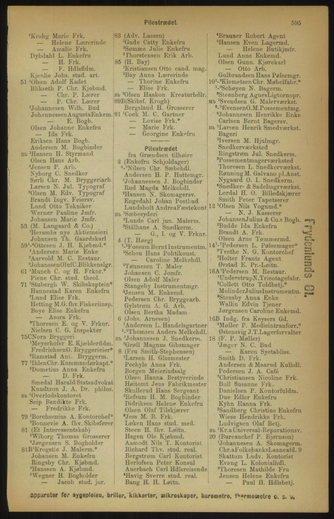 Kristiania/Oslo adressebok, PUBL/-, 1891, p. 595