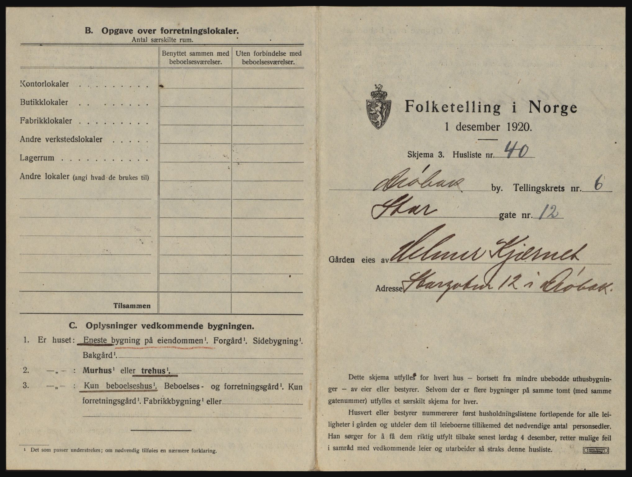 SAO, 1920 census for Drøbak, 1920, p. 599