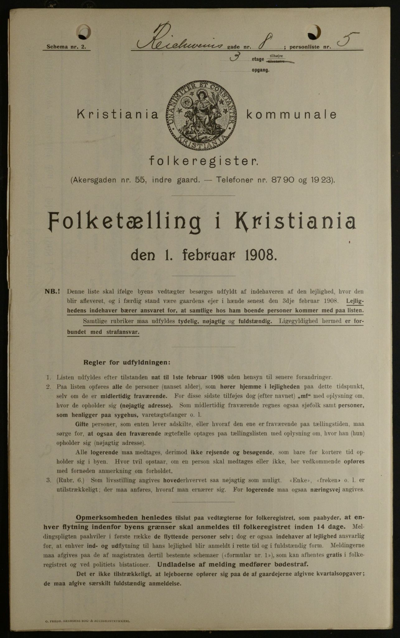 OBA, Municipal Census 1908 for Kristiania, 1908, p. 74438