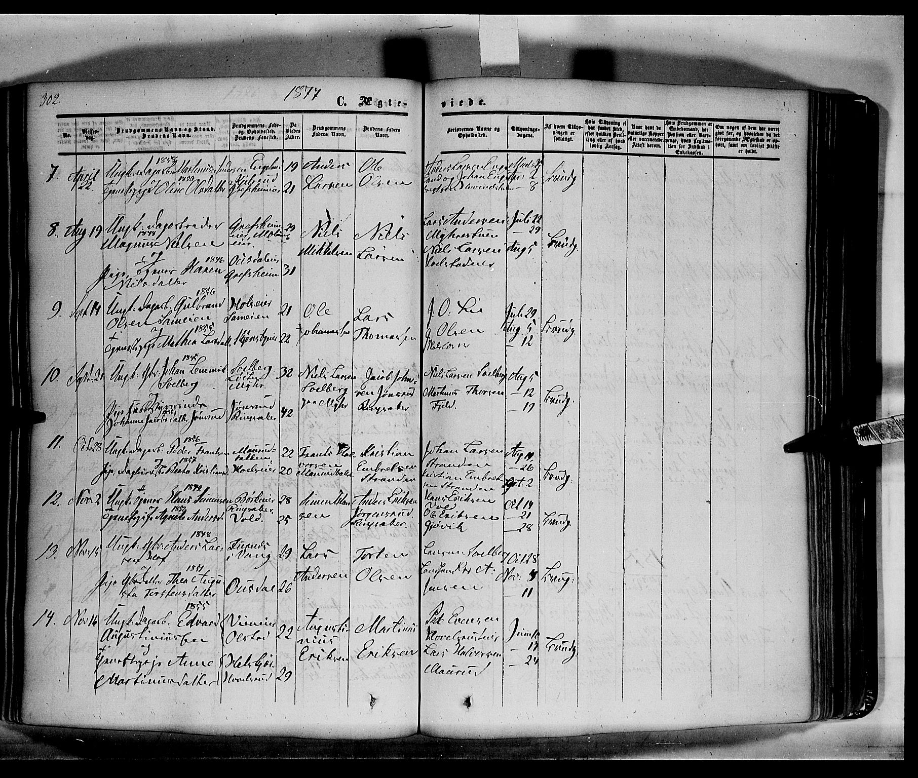 Nes prestekontor, Hedmark, SAH/PREST-020/K/Ka/L0004: Parish register (official) no. 4, 1852-1886, p. 302