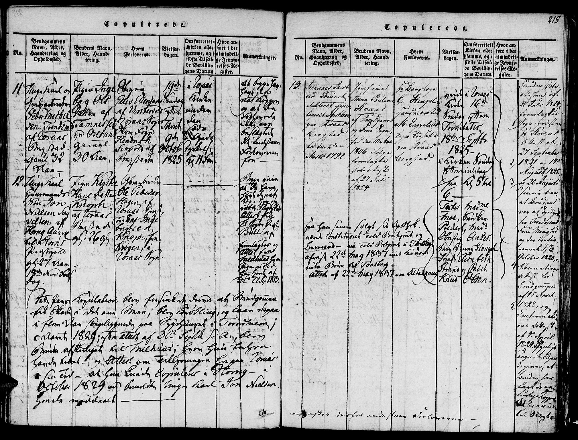 Ministerialprotokoller, klokkerbøker og fødselsregistre - Sør-Trøndelag, SAT/A-1456/681/L0929: Parish register (official) no. 681A07, 1817-1828, p. 215