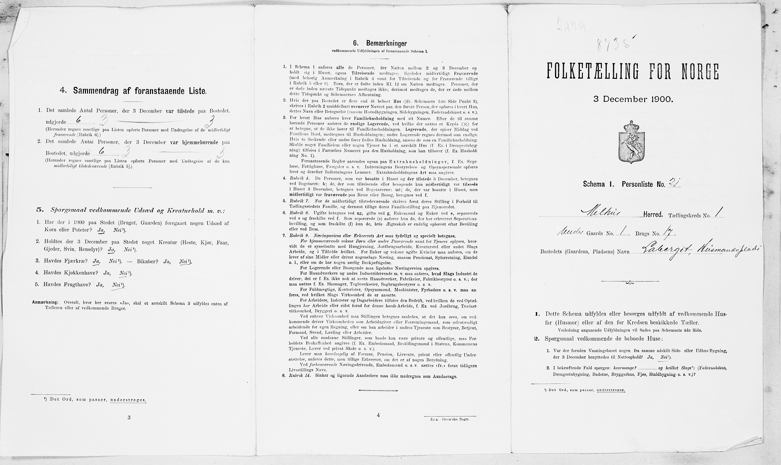 SAT, 1900 census for Melhus, 1900, p. 18