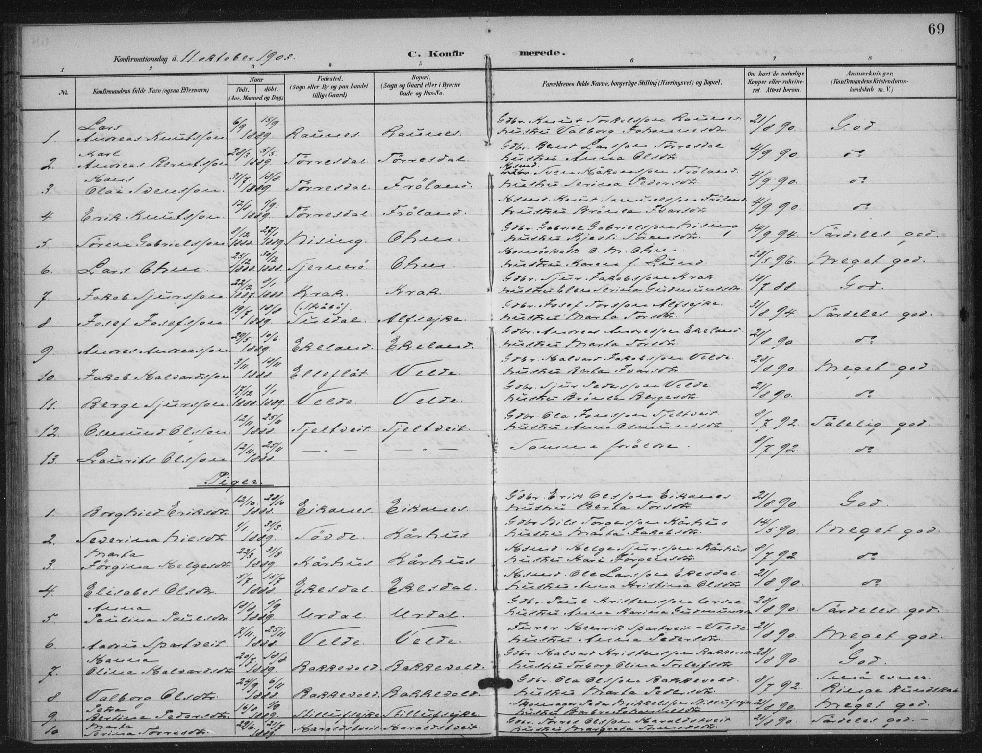 Skjold sokneprestkontor, AV/SAST-A-101847/H/Ha/Haa/L0012: Parish register (official) no. A 12, 1899-1915, p. 69