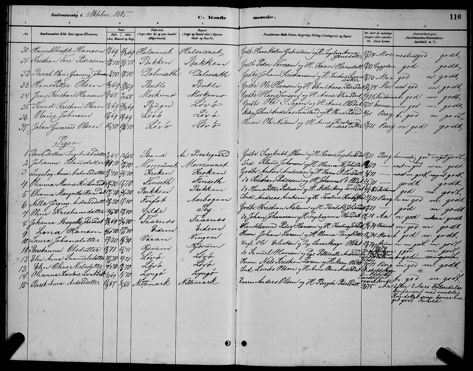 Ministerialprotokoller, klokkerbøker og fødselsregistre - Sør-Trøndelag, AV/SAT-A-1456/655/L0687: Parish register (copy) no. 655C03, 1880-1898, p. 116