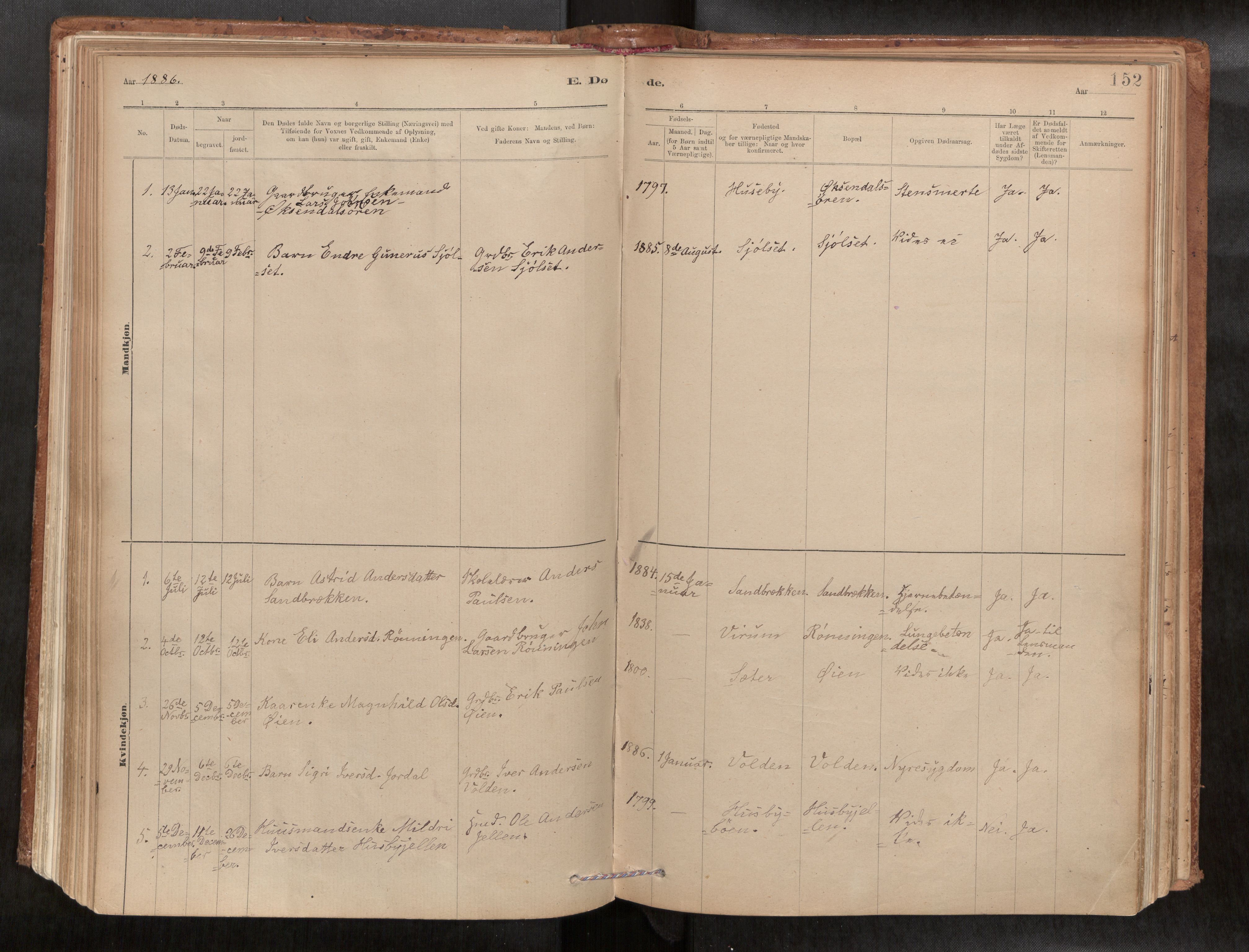 Ministerialprotokoller, klokkerbøker og fødselsregistre - Møre og Romsdal, SAT/A-1454/588/L1006: Parish register (official) no. 588A03, 1886-1912, p. 152