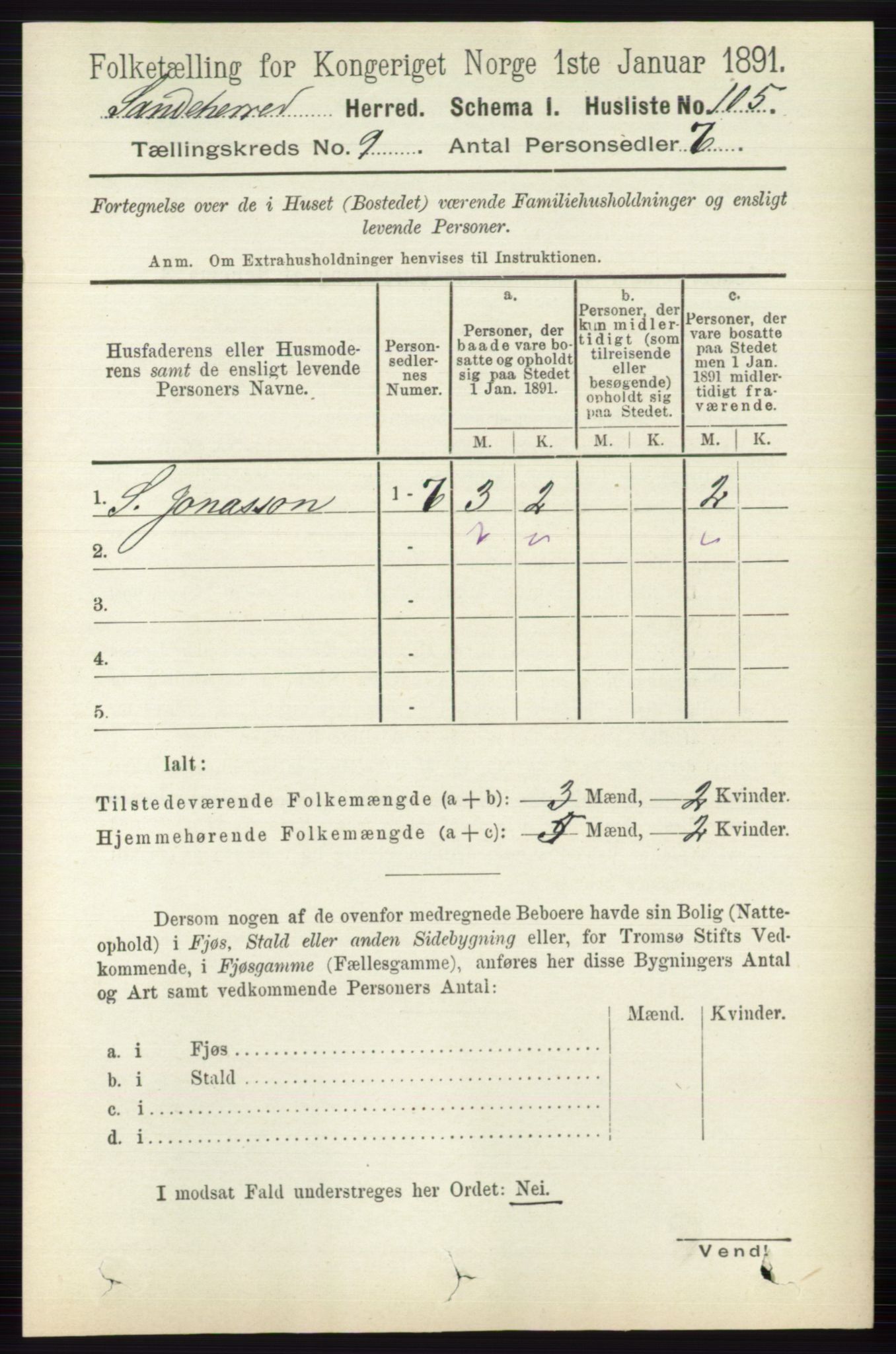 RA, 1891 census for 0724 Sandeherred, 1891, p. 5536