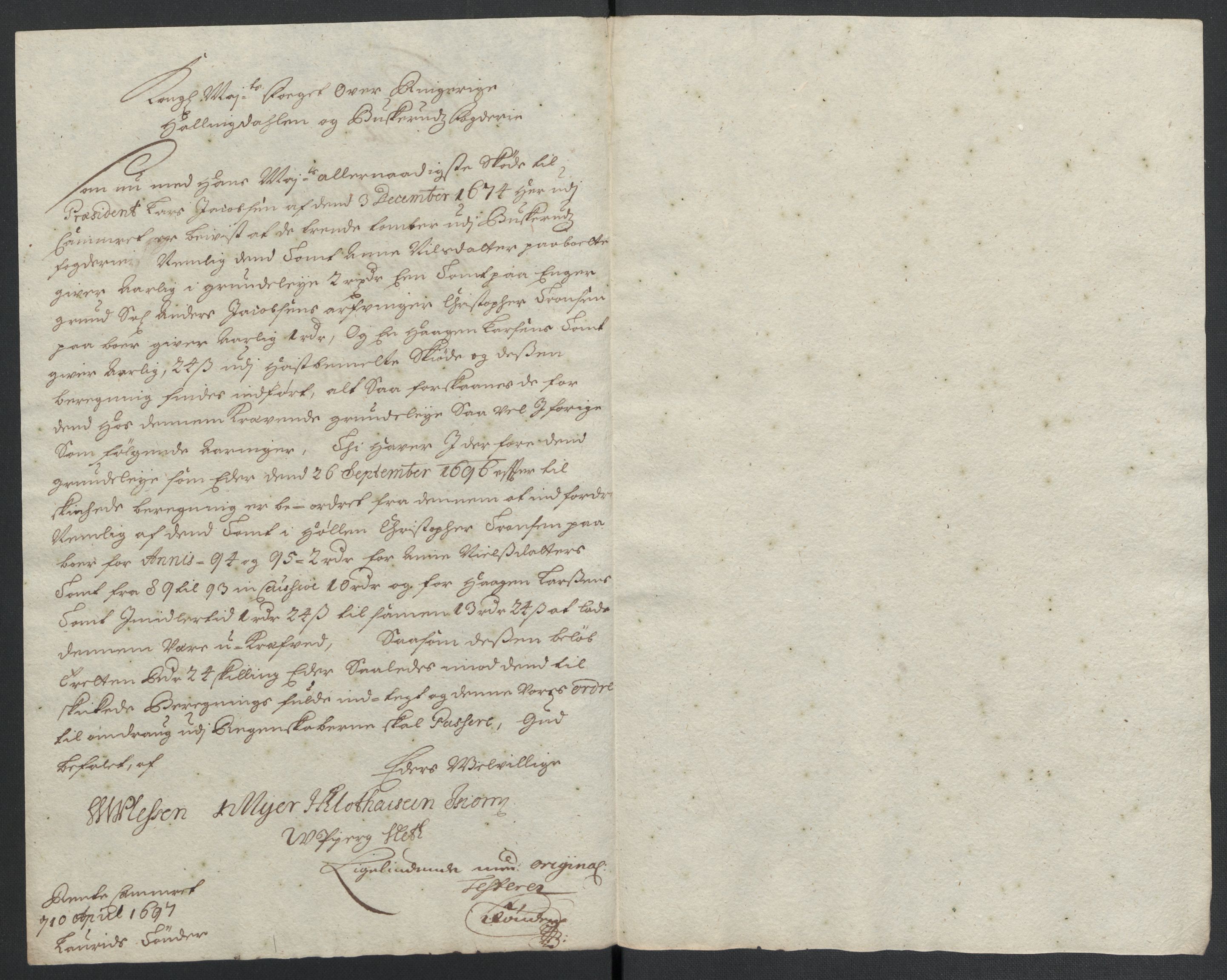 Rentekammeret inntil 1814, Reviderte regnskaper, Fogderegnskap, AV/RA-EA-4092/R22/L1454: Fogderegnskap Ringerike, Hallingdal og Buskerud, 1697, p. 327