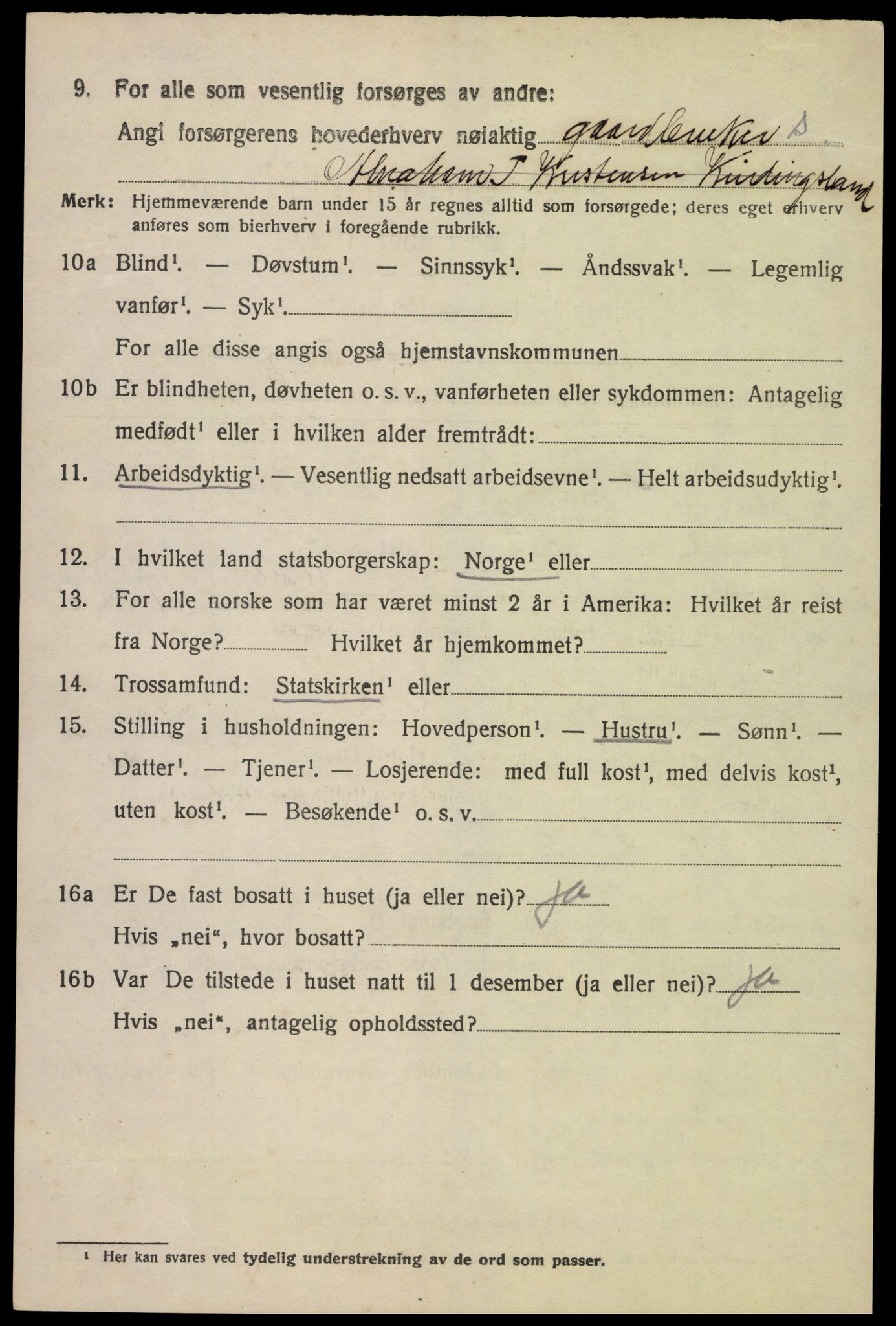 SAK, 1920 census for Lyngdal, 1920, p. 6046