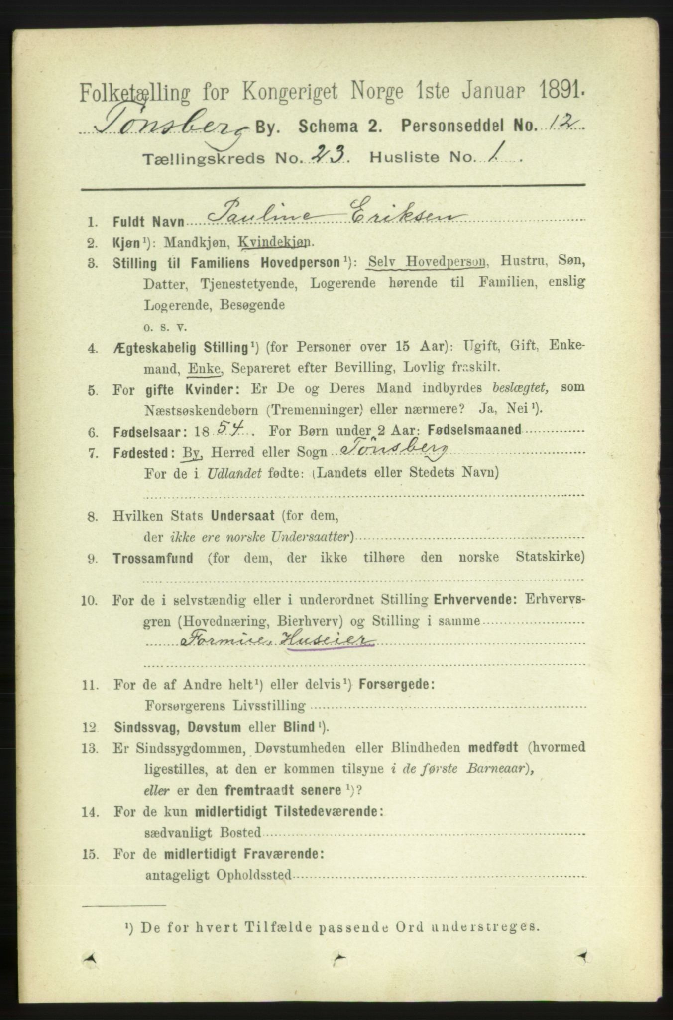 RA, 1891 census for 0705 Tønsberg, 1891, p. 6022