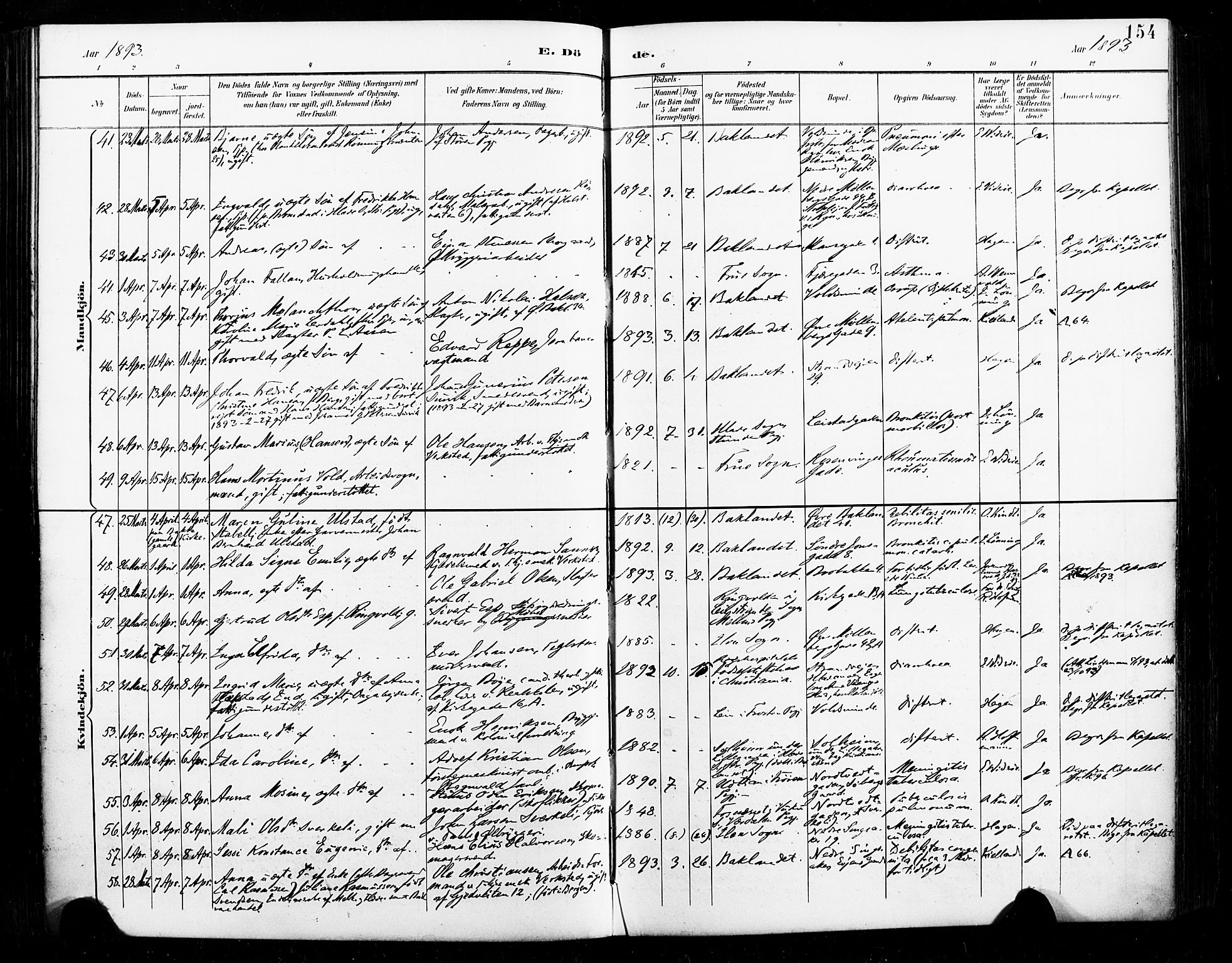 Ministerialprotokoller, klokkerbøker og fødselsregistre - Sør-Trøndelag, AV/SAT-A-1456/604/L0198: Parish register (official) no. 604A19, 1893-1900, p. 154