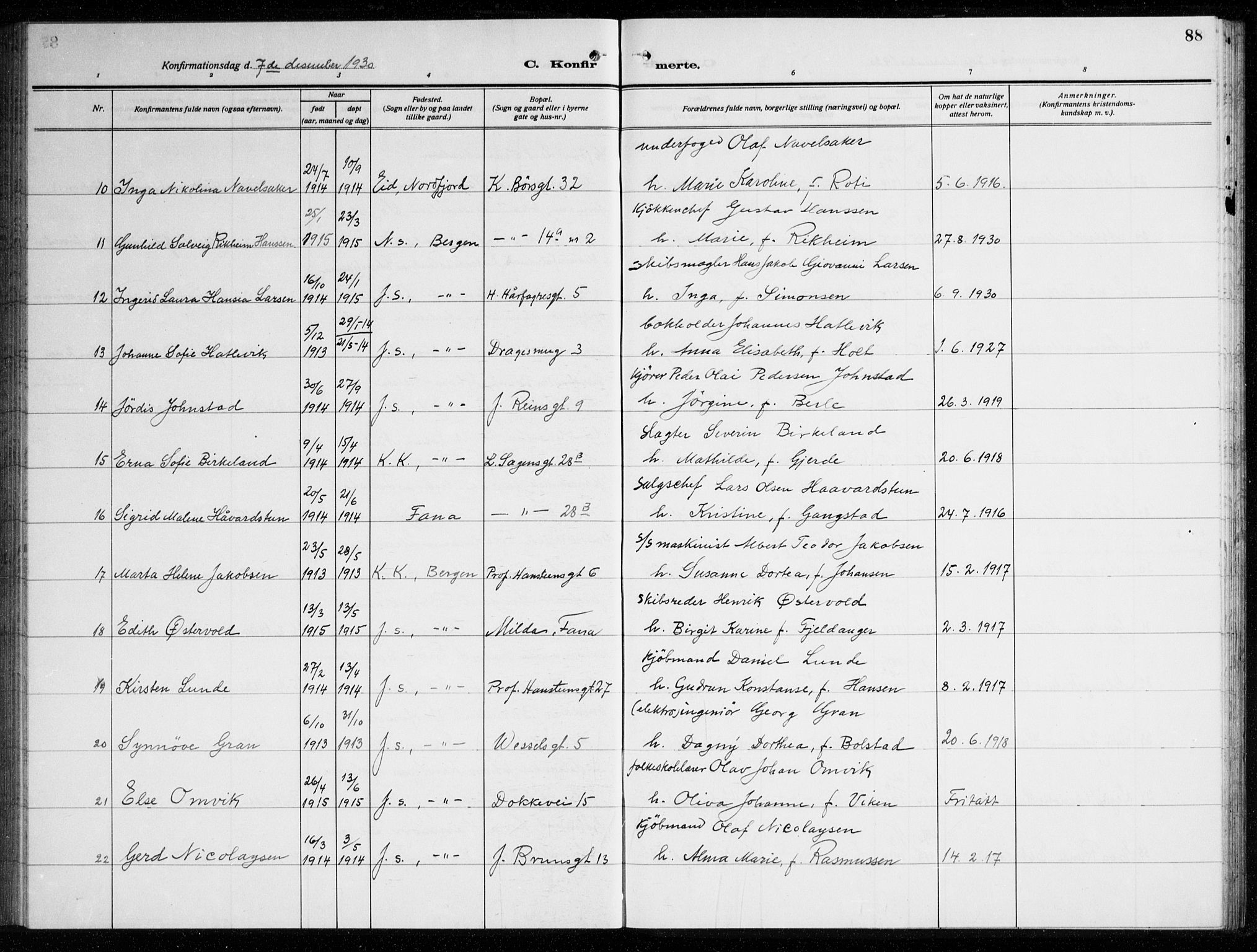 Johanneskirken sokneprestembete, AV/SAB-A-76001/H/Haa/L0010: Parish register (official) no. C 3, 1925-1935, p. 88