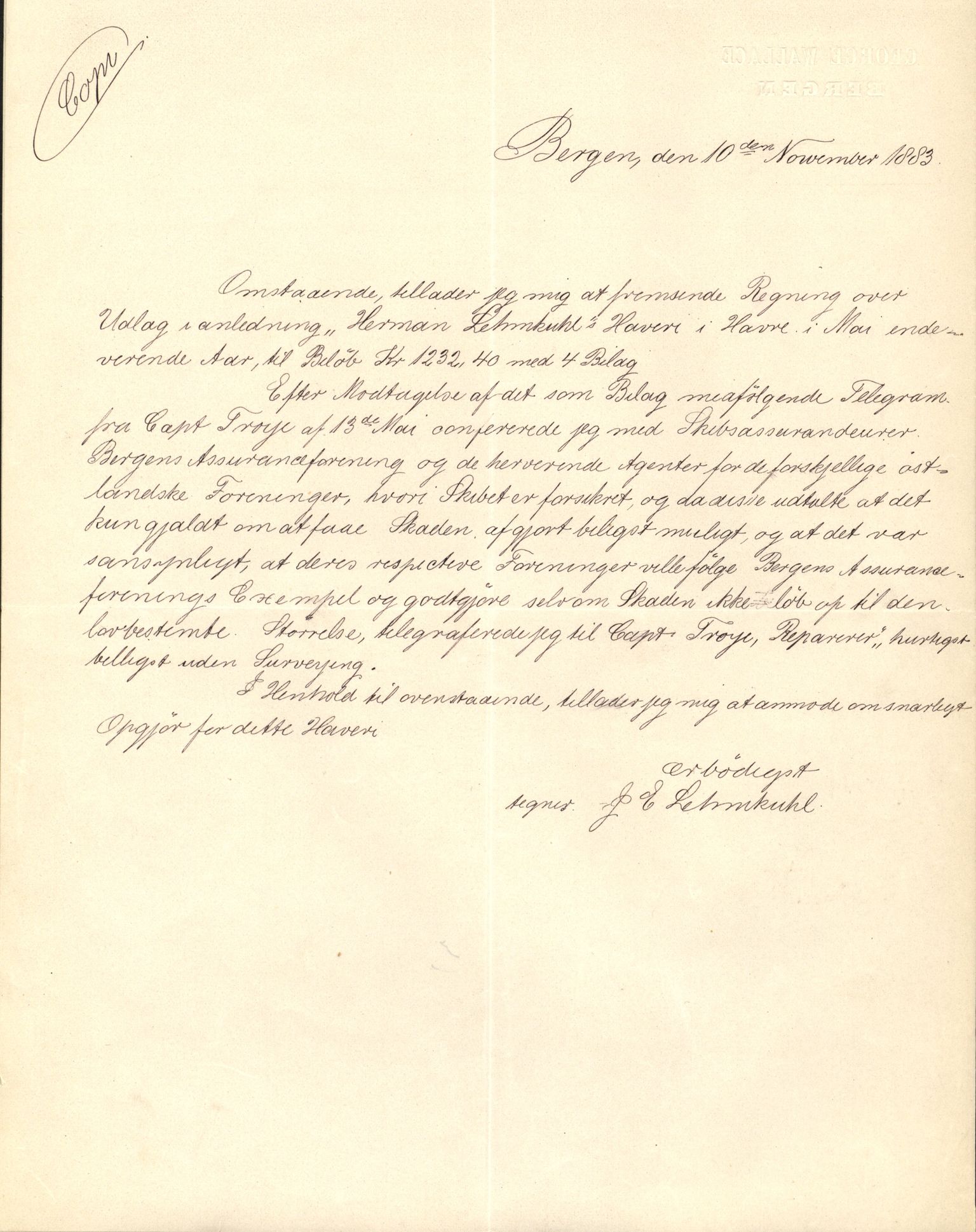 Pa 63 - Østlandske skibsassuranceforening, VEMU/A-1079/G/Ga/L0016/0008: Havaridokumenter / Ariel, Arica, Rolf, Activ, Herman Lehmkuhl, 1883, p. 28