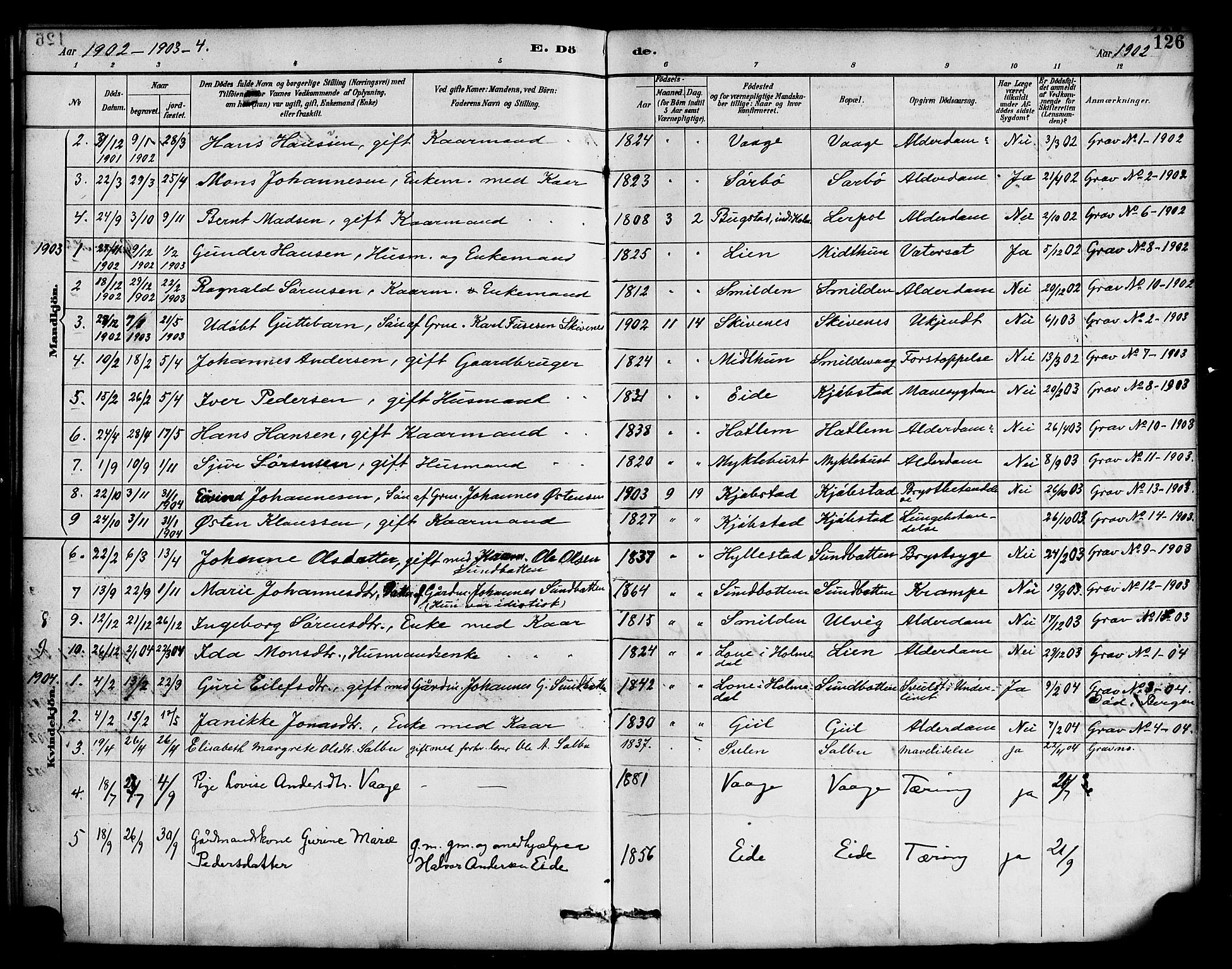 Hyllestad sokneprestembete, SAB/A-80401: Parish register (official) no. D 1, 1886-1905, p. 126