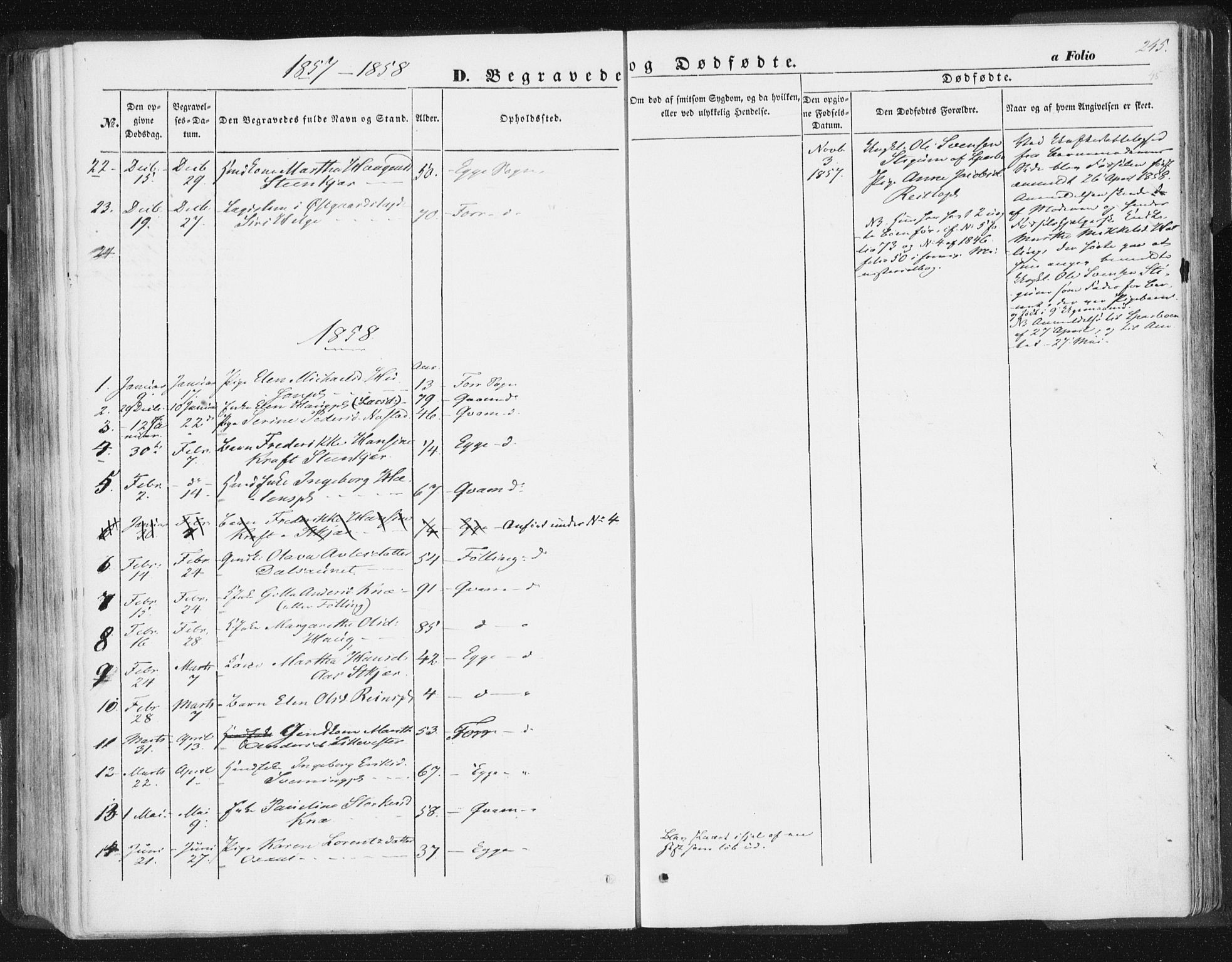 Ministerialprotokoller, klokkerbøker og fødselsregistre - Nord-Trøndelag, SAT/A-1458/746/L0446: Parish register (official) no. 746A05, 1846-1859, p. 245