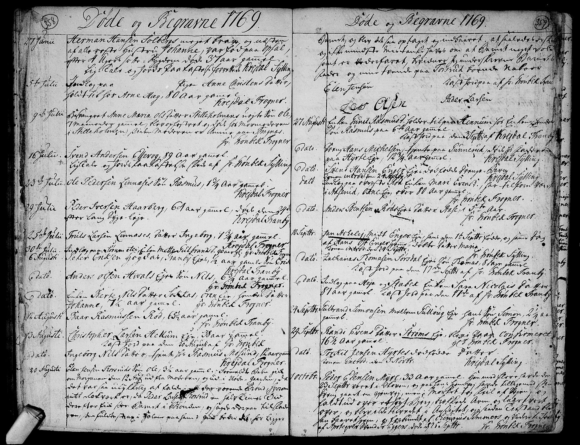 Lier kirkebøker, AV/SAKO-A-230/F/Fa/L0005: Parish register (official) no. I 5, 1764-1777, p. 358-359