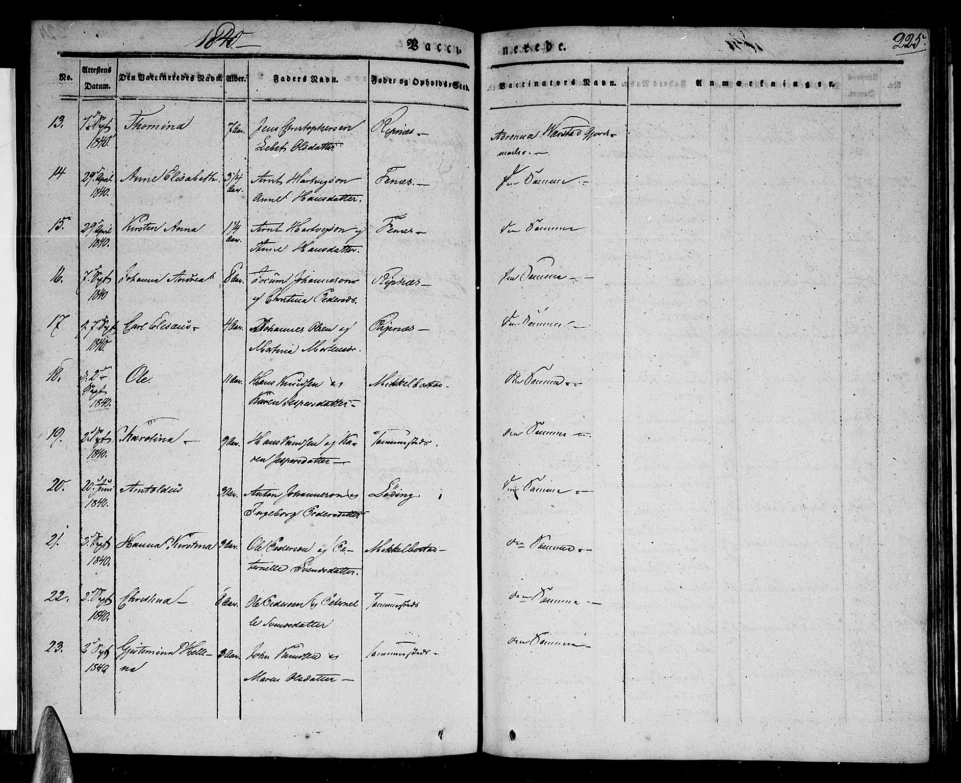 Ministerialprotokoller, klokkerbøker og fødselsregistre - Nordland, AV/SAT-A-1459/801/L0006: Parish register (official) no. 801A06, 1834-1845, p. 225