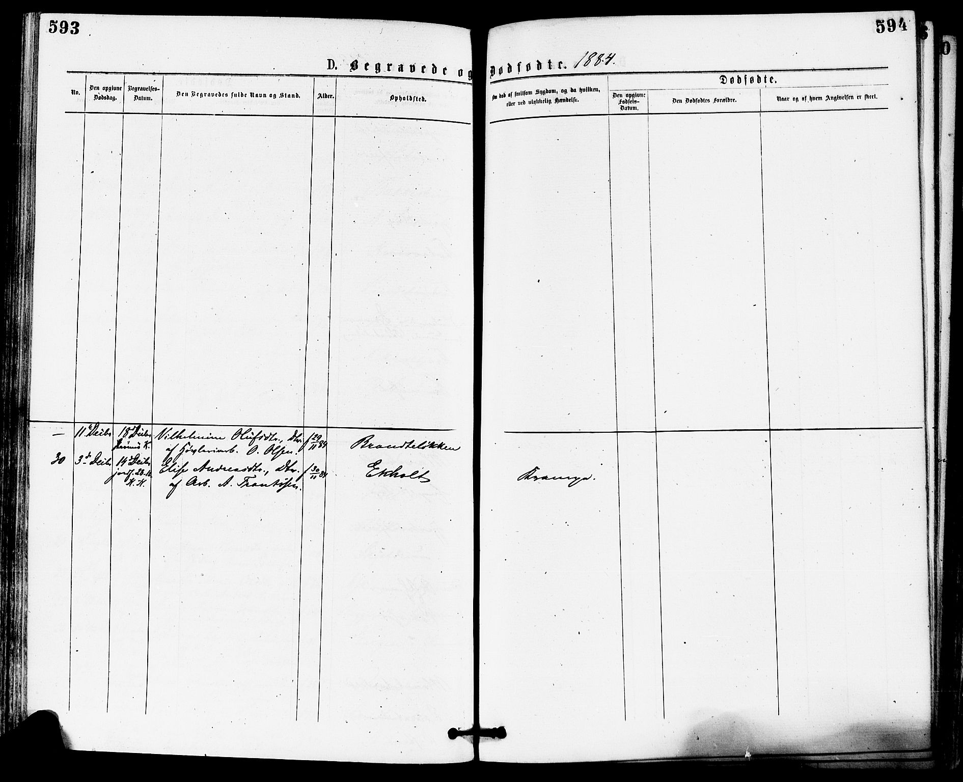 Skoger kirkebøker, SAKO/A-59/F/Fa/L0005: Parish register (official) no. I 5, 1873-1884, p. 593-594