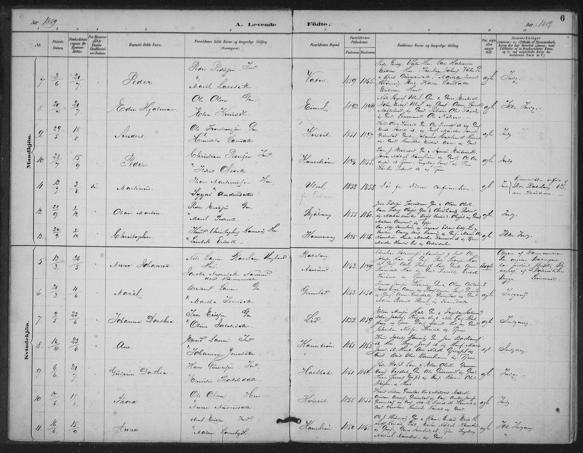 Ministerialprotokoller, klokkerbøker og fødselsregistre - Møre og Romsdal, AV/SAT-A-1454/587/L1000: Parish register (official) no. 587A02, 1887-1910, p. 6