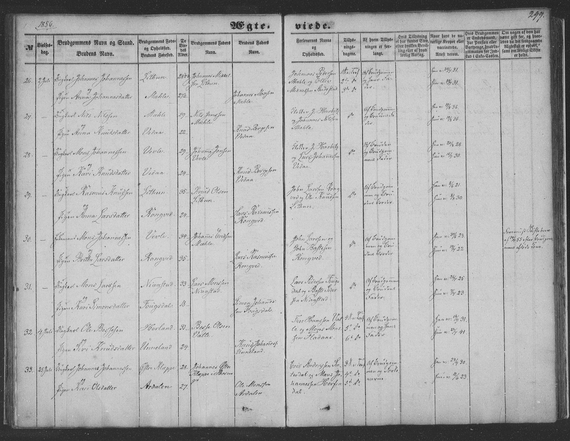 Haus sokneprestembete, SAB/A-75601/H/Haa: Parish register (official) no. A 16 II, 1848-1857, p. 299