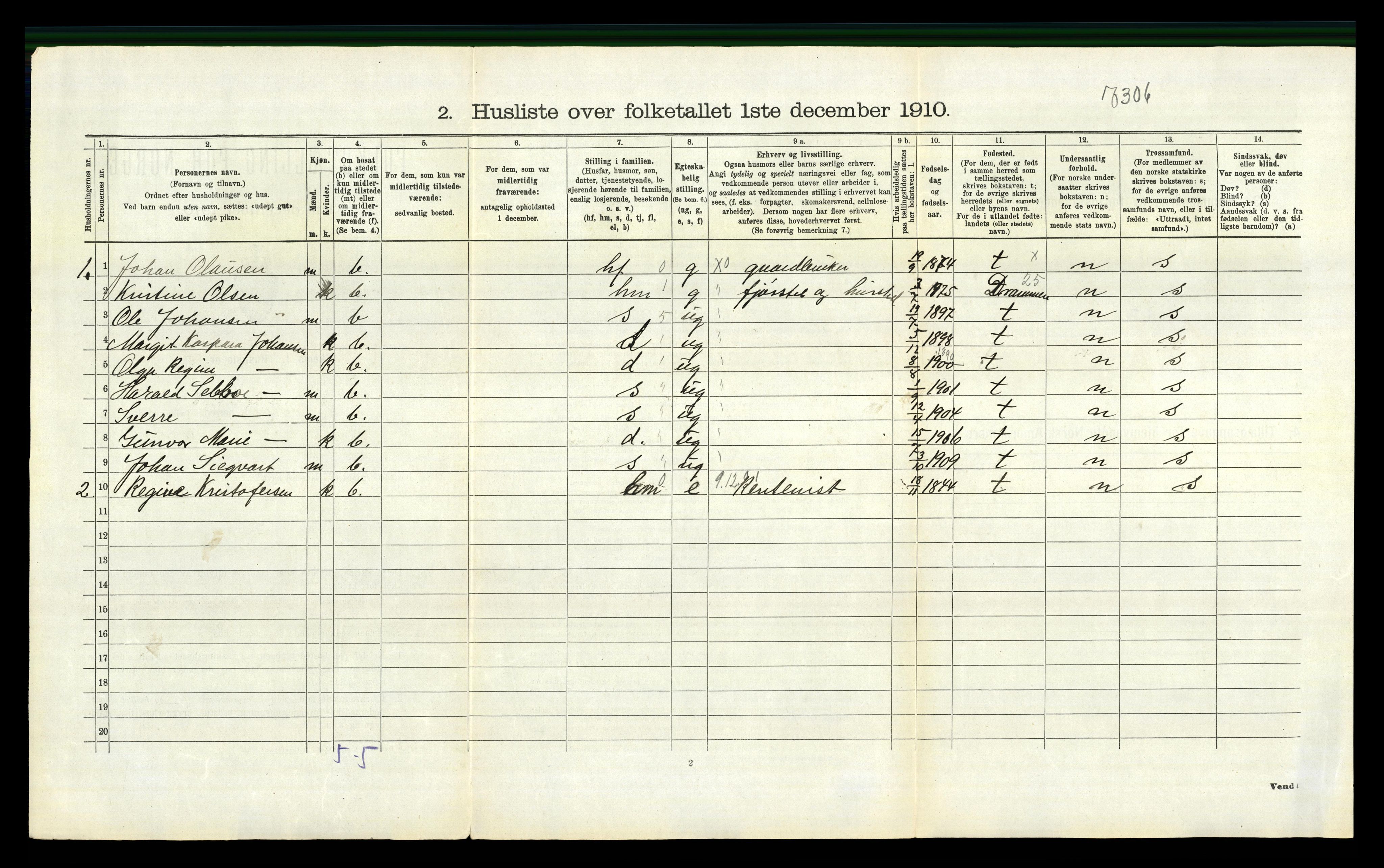 RA, 1910 census for Røyken, 1910, p. 364