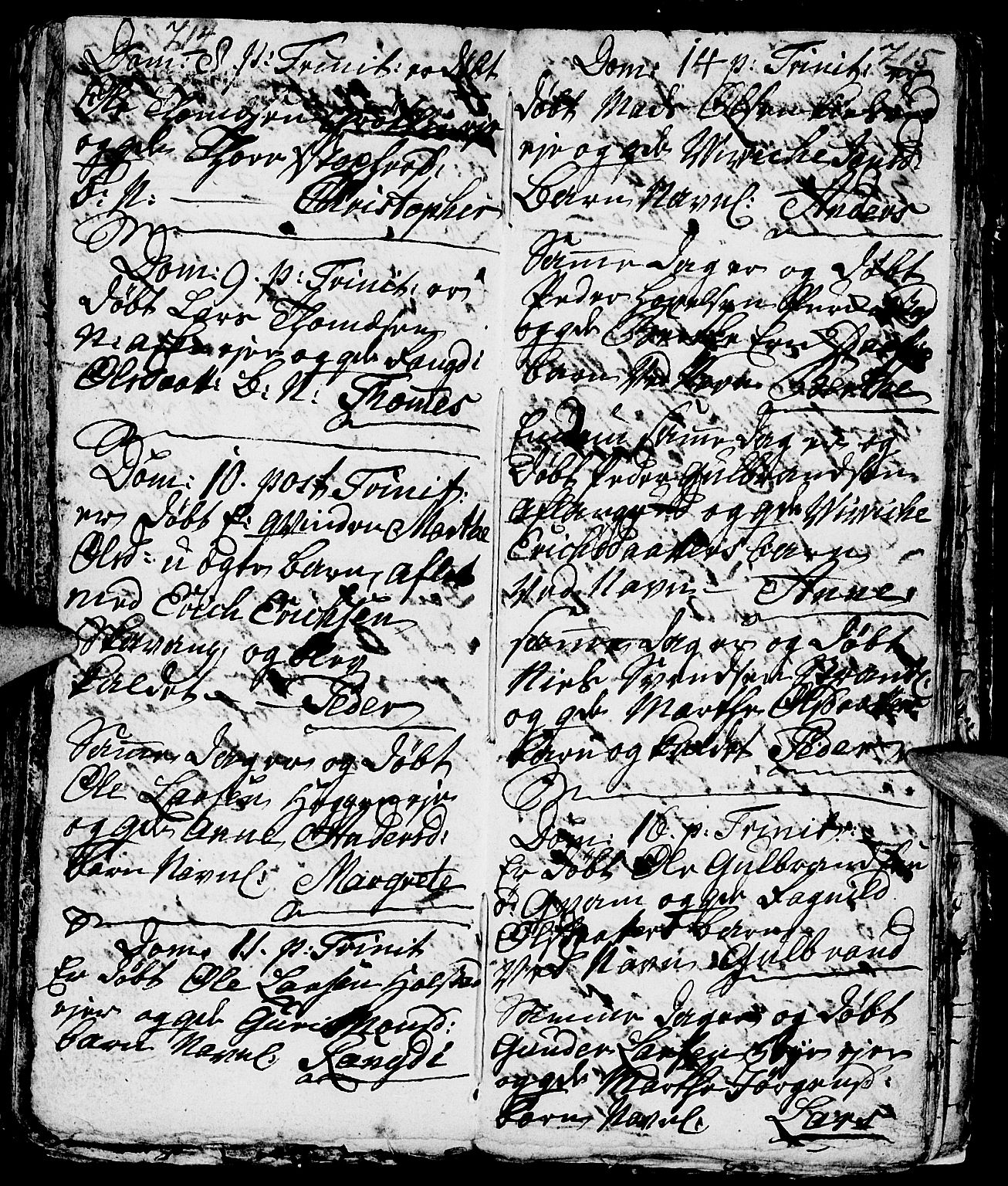 Nes prestekontor, Hedmark, AV/SAH-PREST-020/L/La/L0001: Parish register (copy) no. 1, 1663-1784, p. 714-715